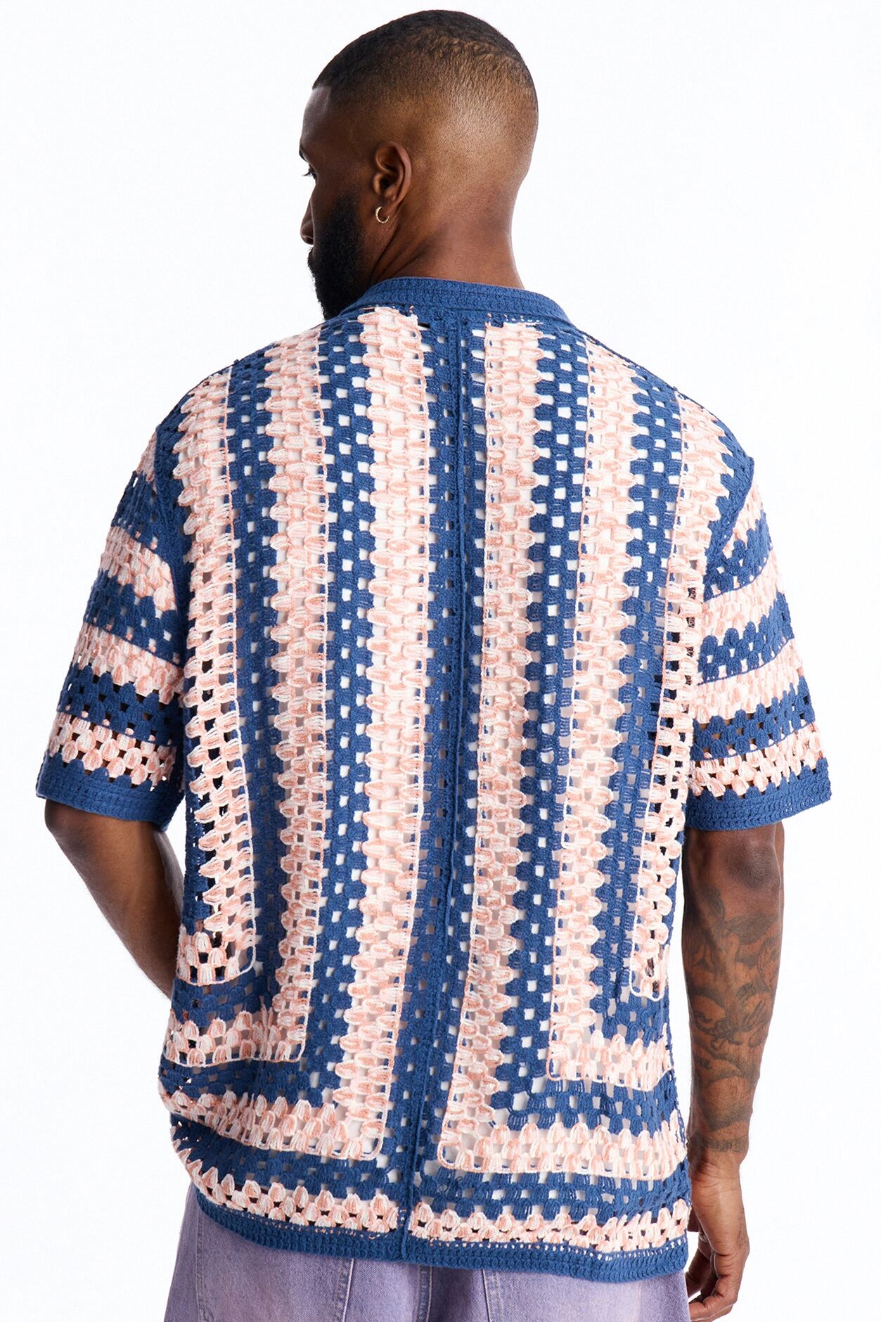 Cropped Color Paradise Crochet Button Up Shirt - Multi Color
