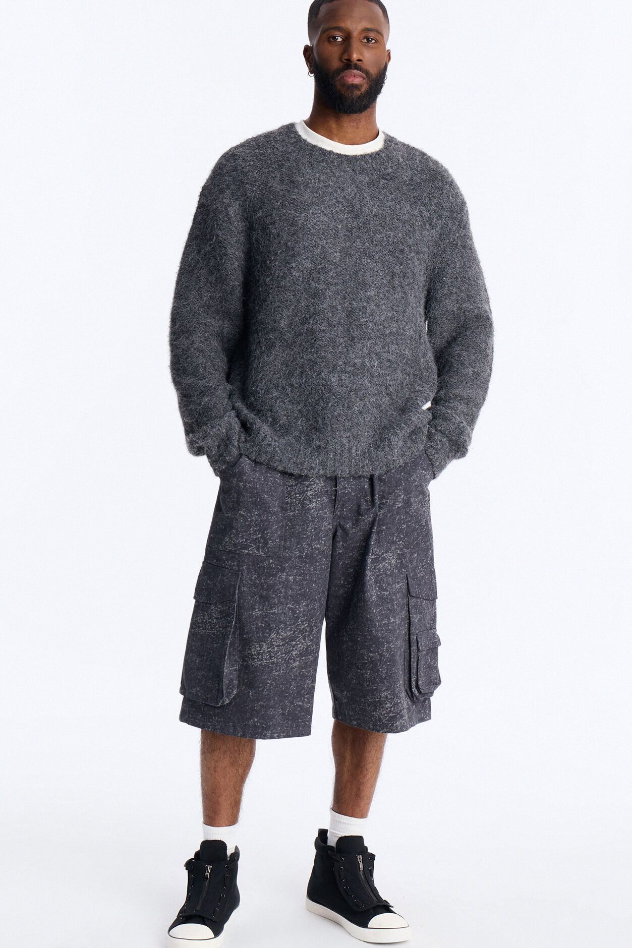 Baggy Mental State Cargo Short - Charcoal