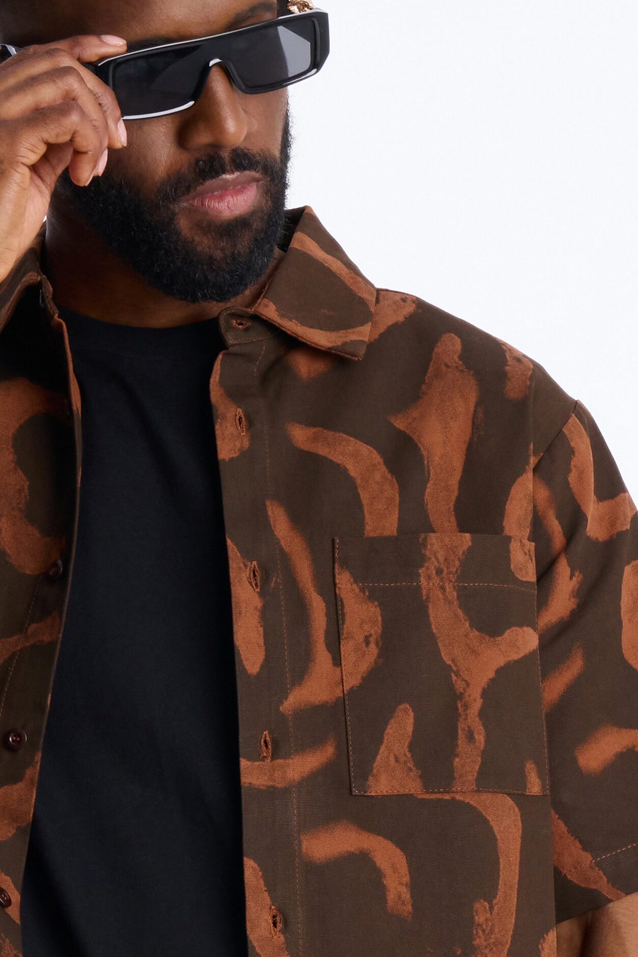 Drizzled Button Up Shirt - Rust