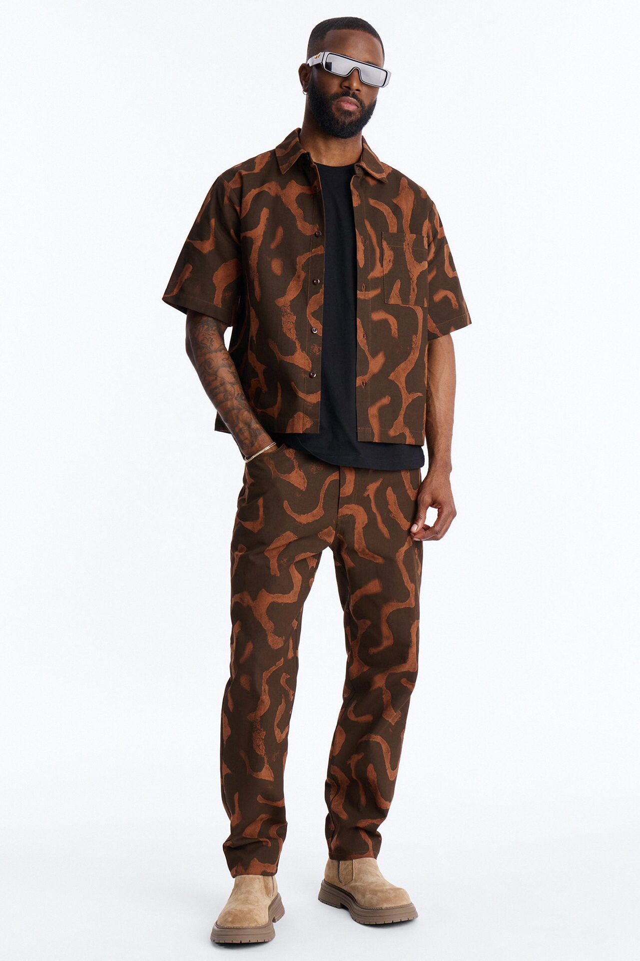 Drizzled Button Up Shirt - Rust