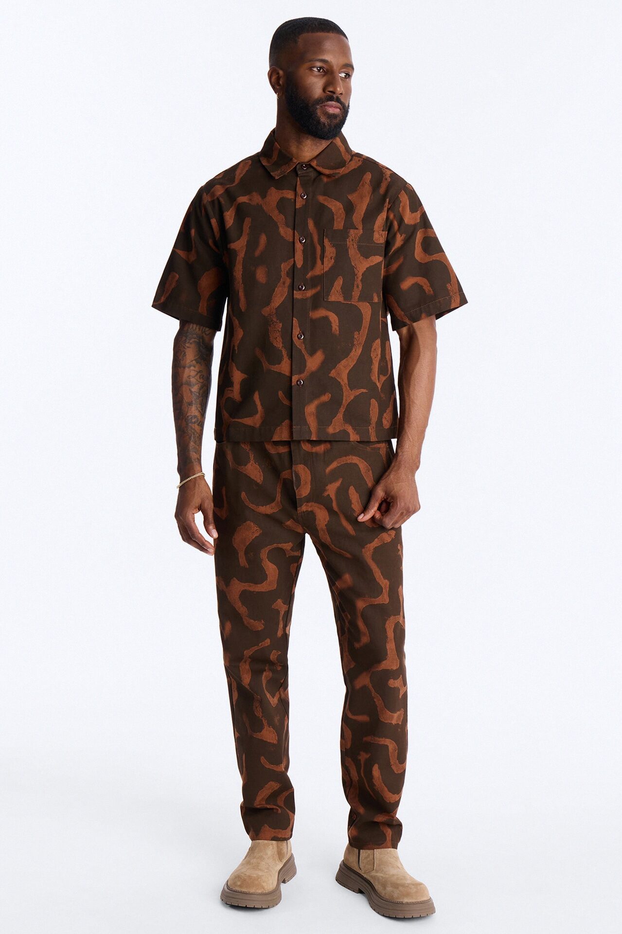 Slim Drizzled Pant - Rust