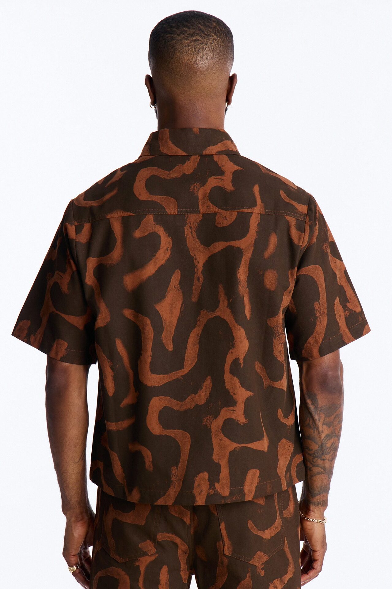 Drizzled Button Up Shirt - Rust