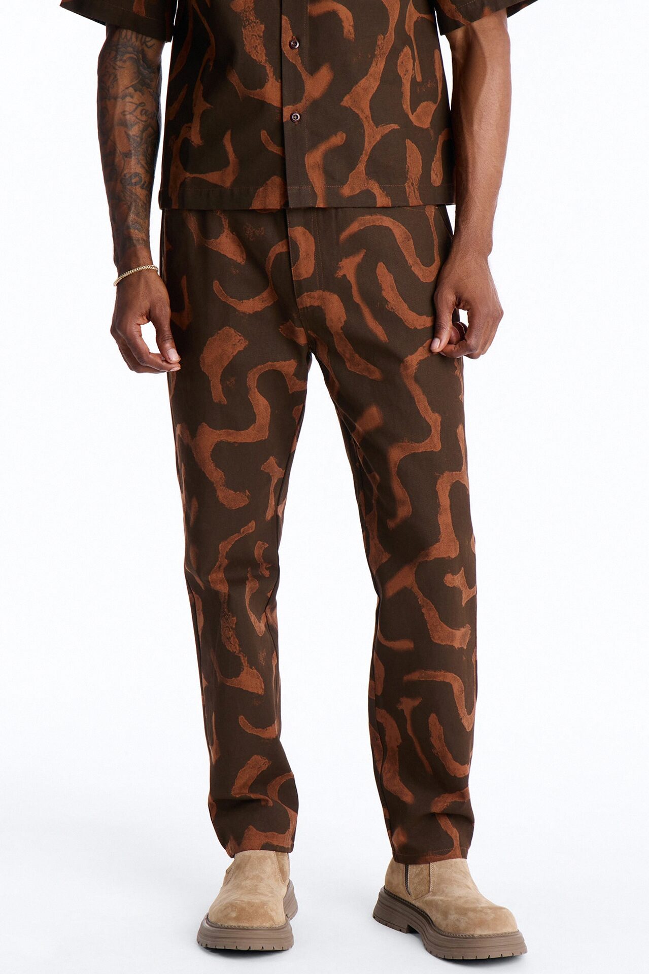 Slim Drizzled Pant - Rust