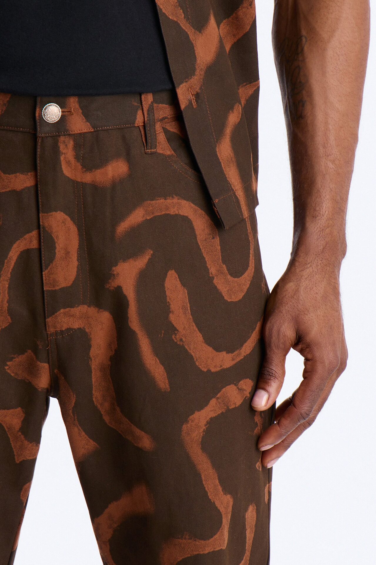 Slim Drizzled Pant - Rust