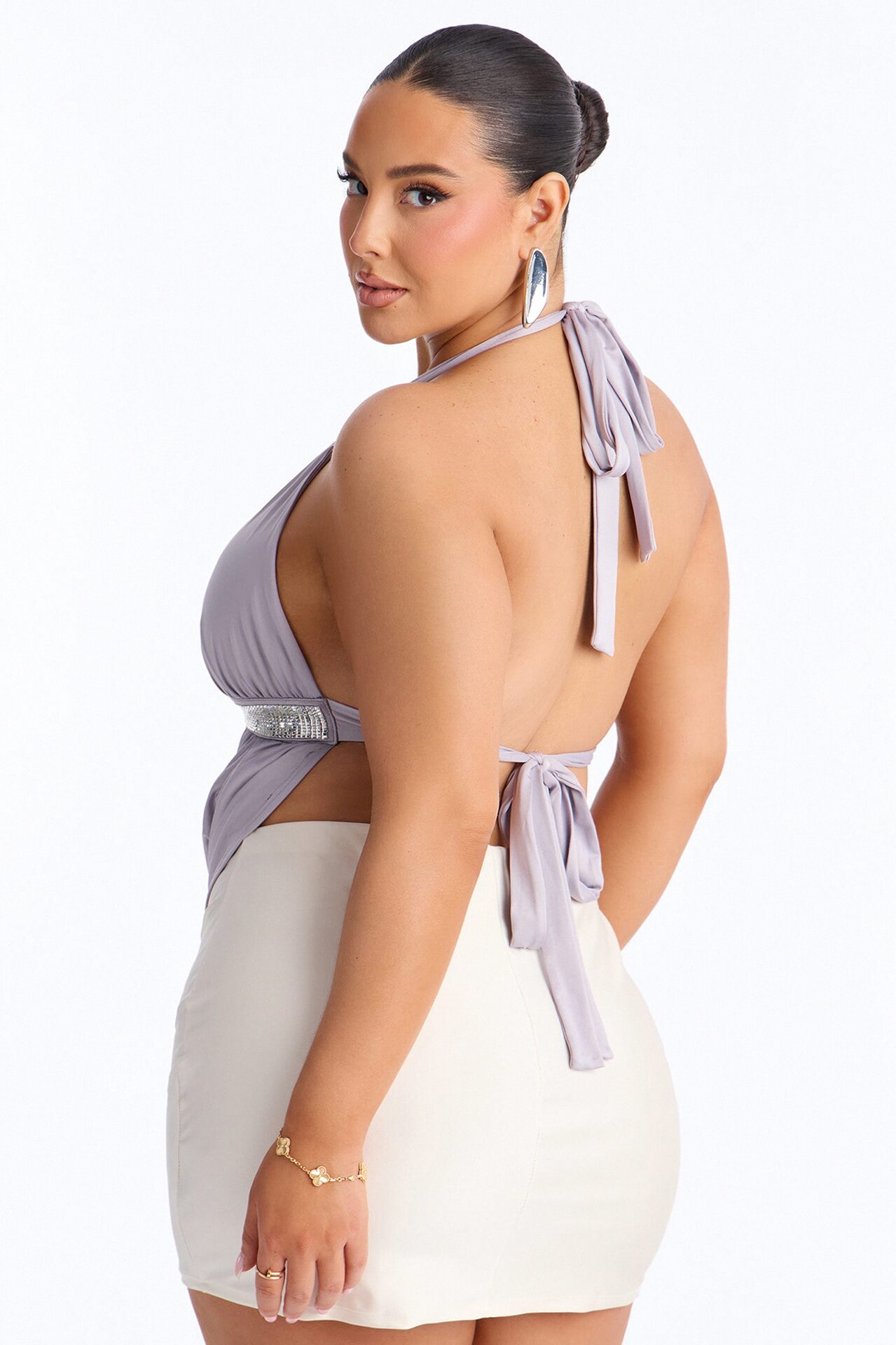 Cosmic Heat Sequin Halter Top - Grey