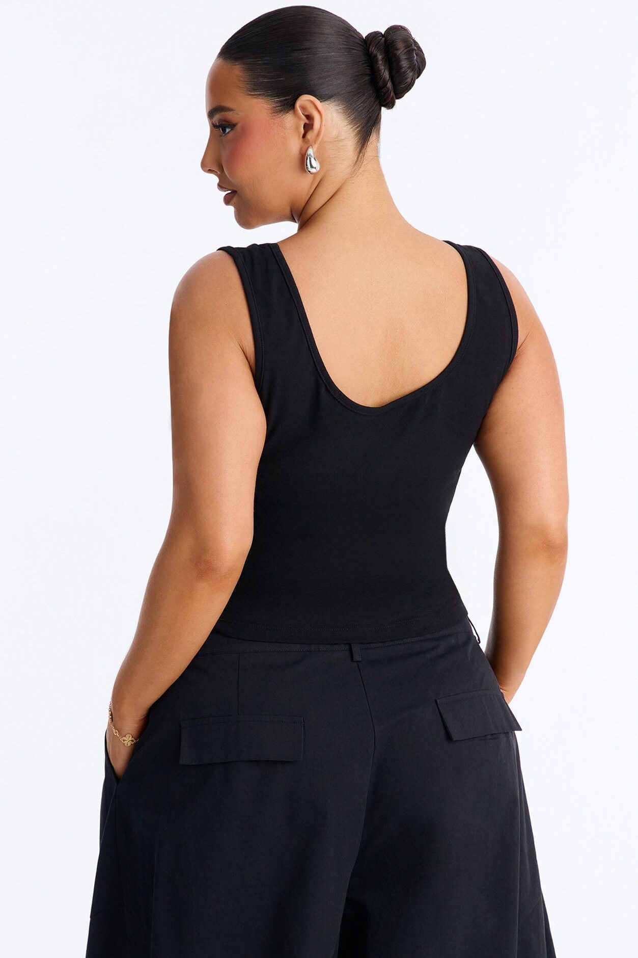 Lace Corset Graphic Tank - Black