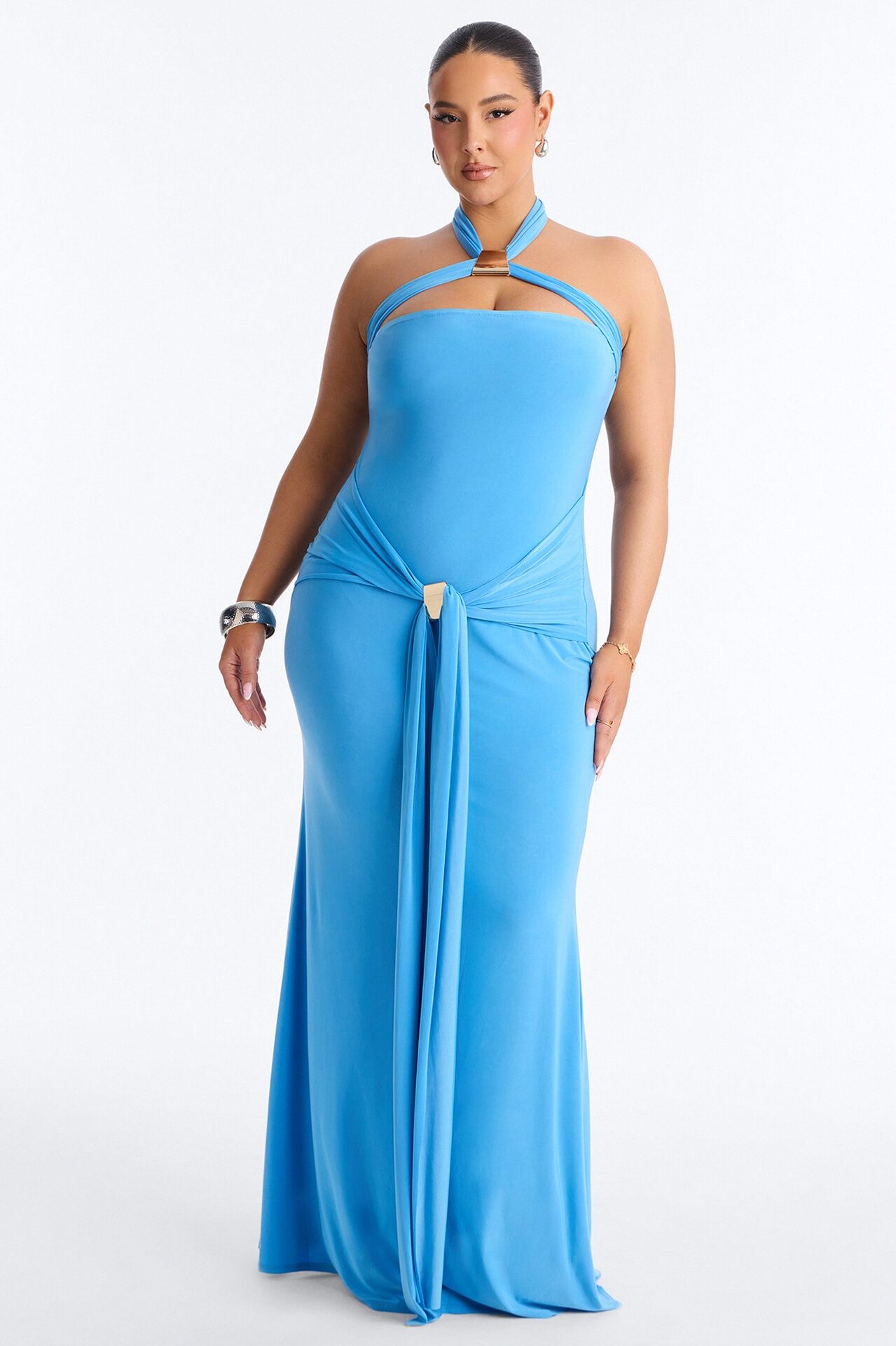 Hailee Draped Maxi Dress - Blue