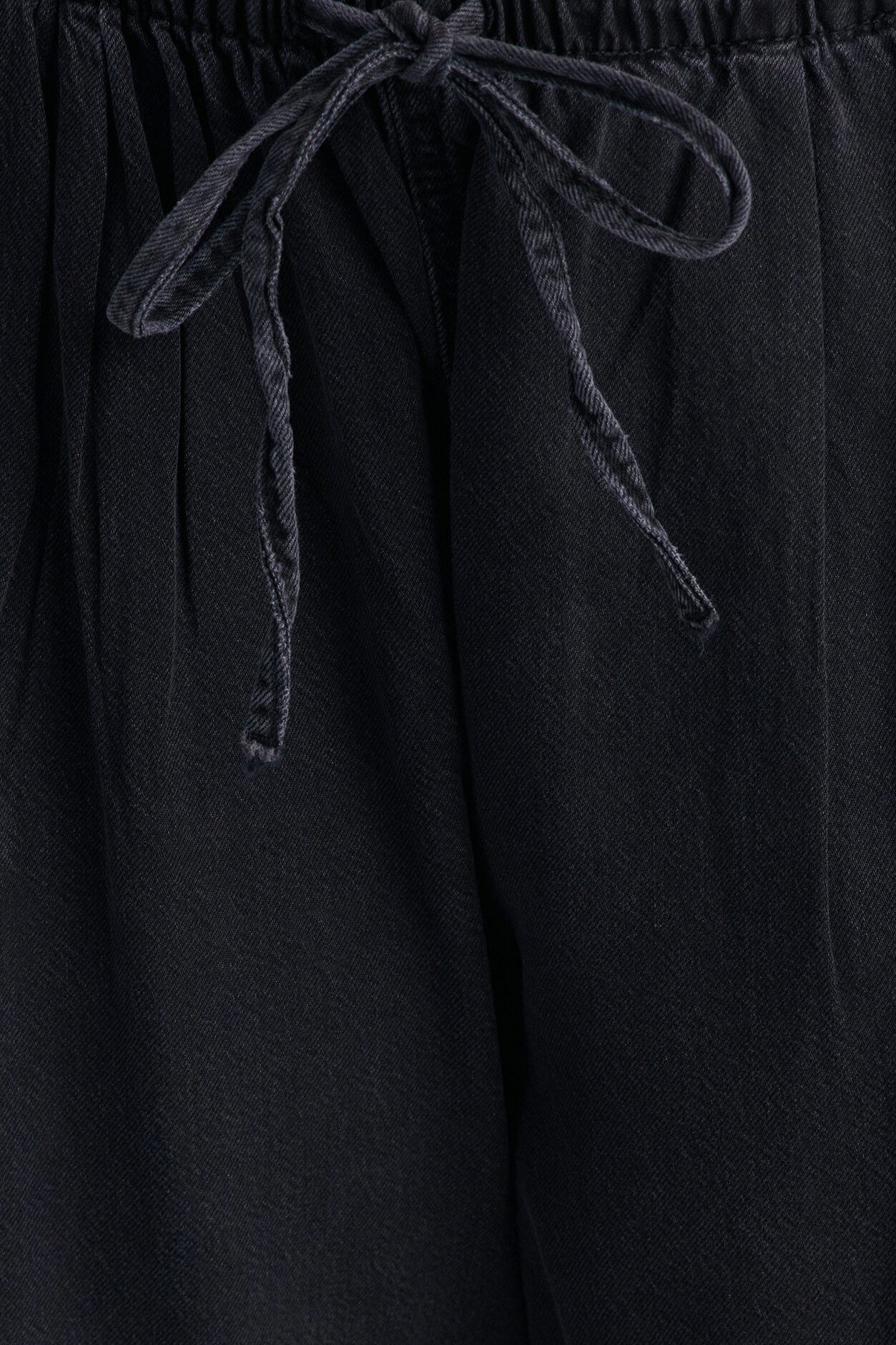 Baeside Tie Waist Wide Leg Jeans - Black