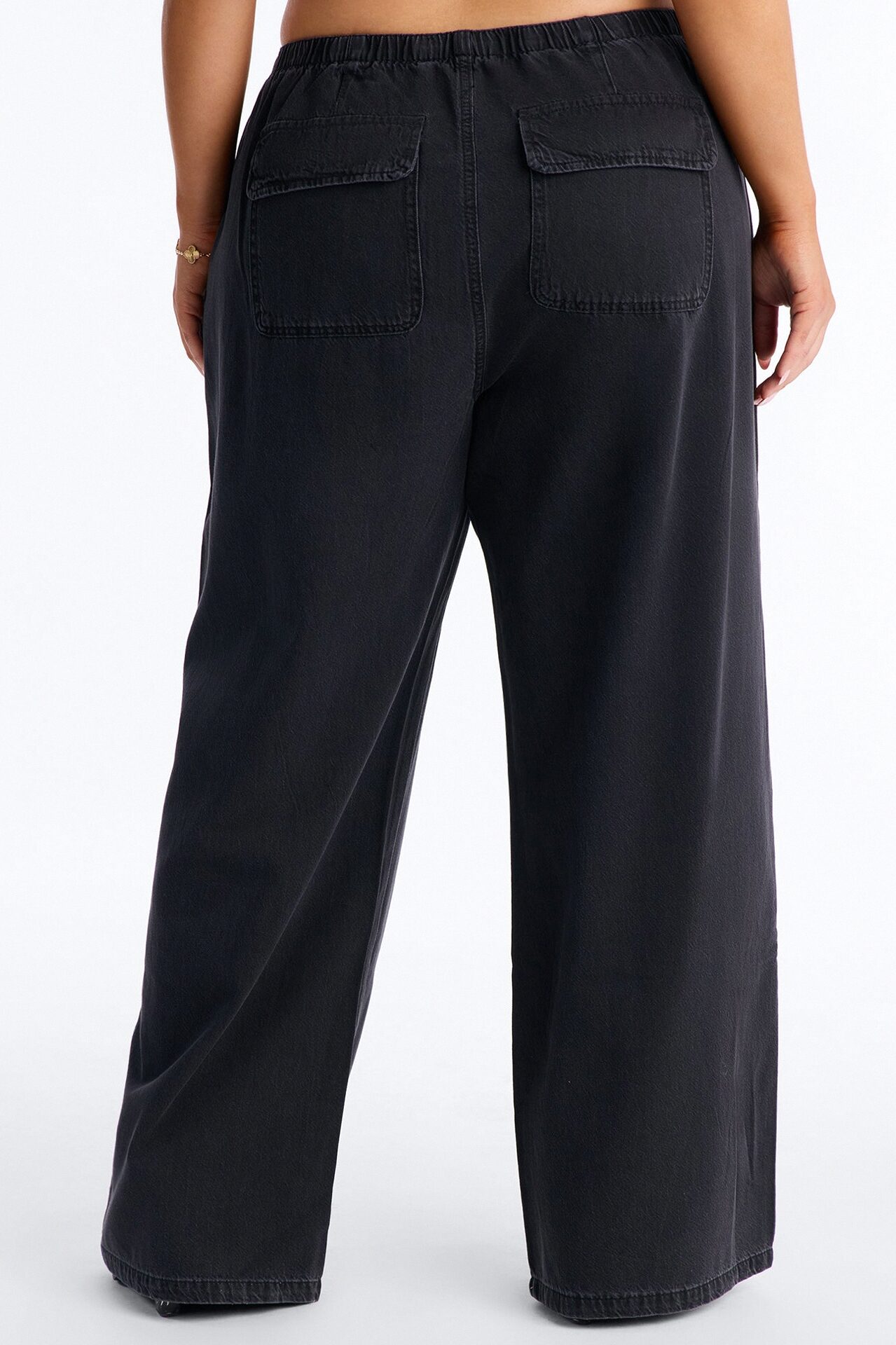 Baeside Tie Waist Wide Leg Jeans - Black