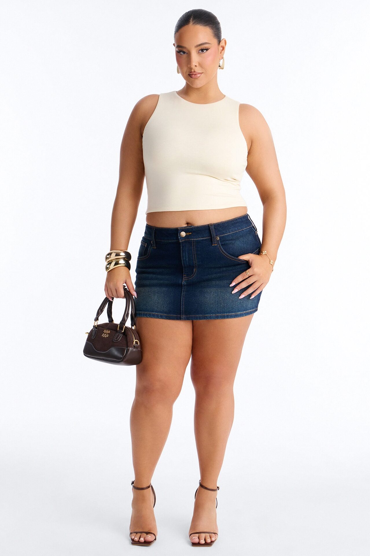 Amberly Double Lined Jersey Tank - Bone