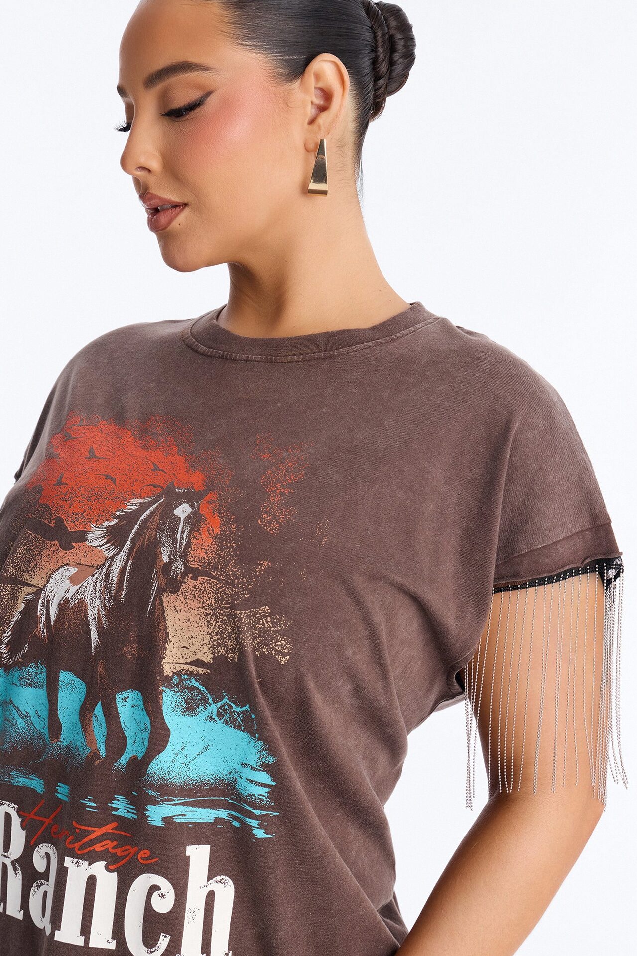 Heritage Ranch Chain Sleeve Tee - Chocolate