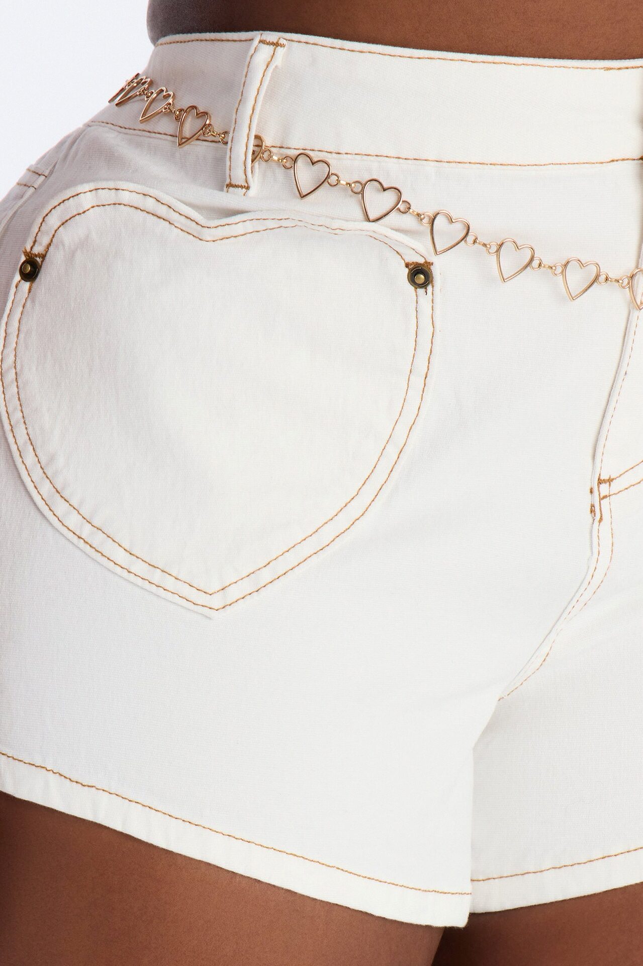 Cupid Baby Heart Belted Micro Short - White