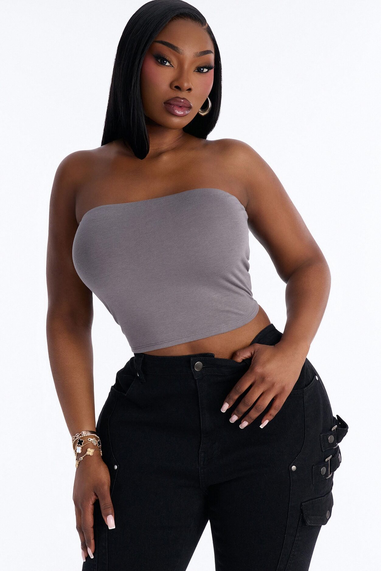 Lyla Double Lined Tube Top - Grey