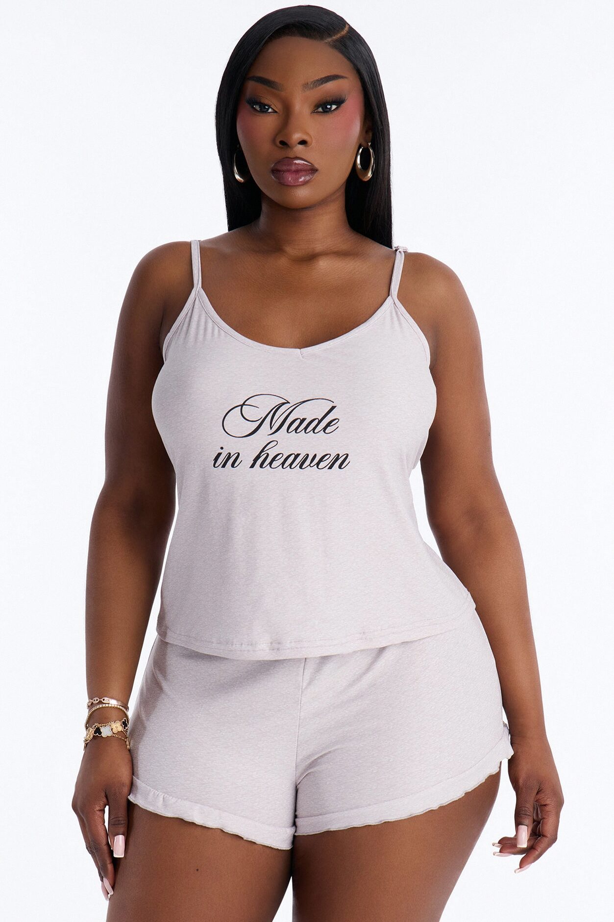 Made In Heaven Cami PJ Short Set - Heather Grey