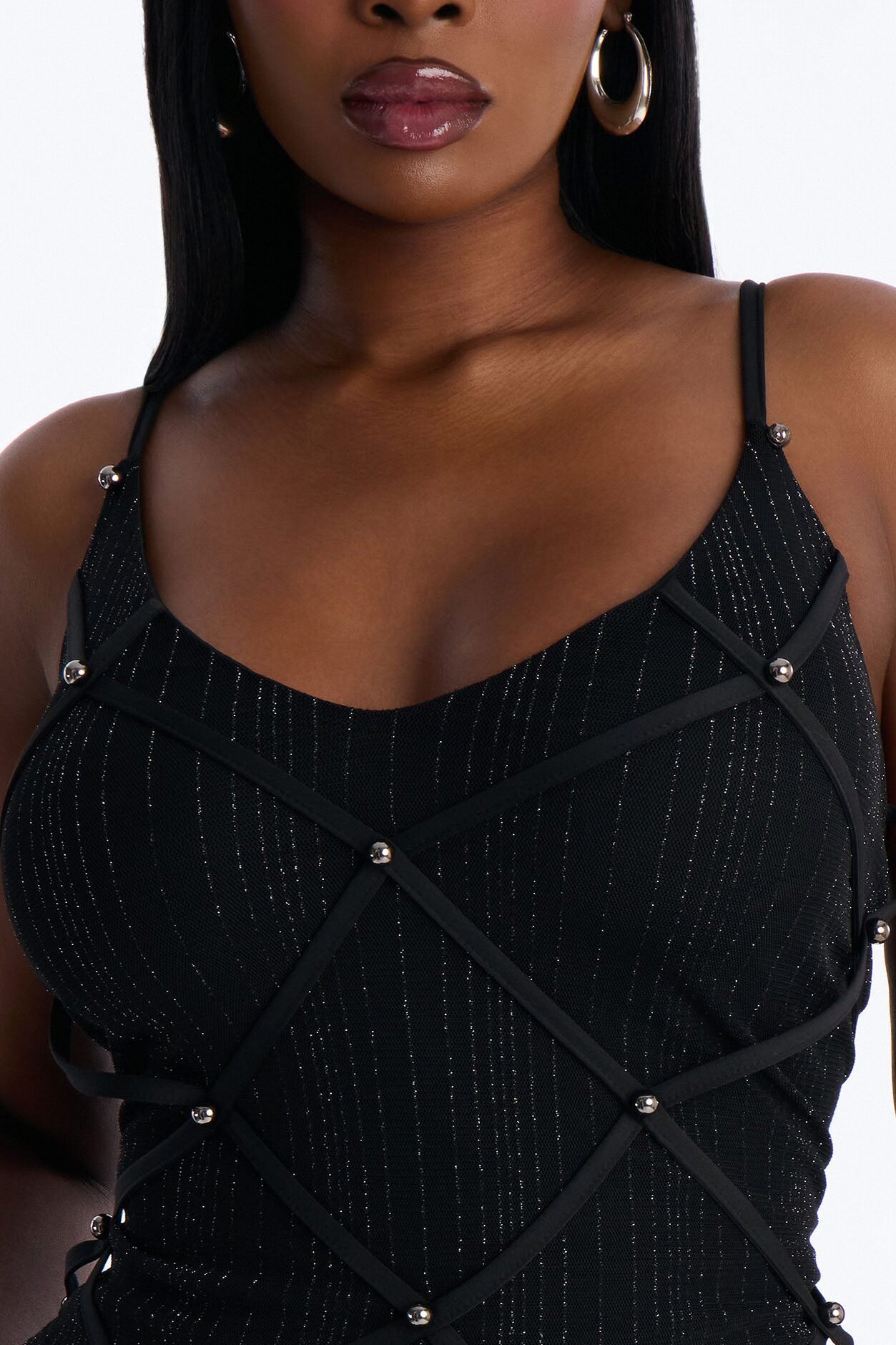 Desert Halo Embellished Fringe Tank Top - Black
