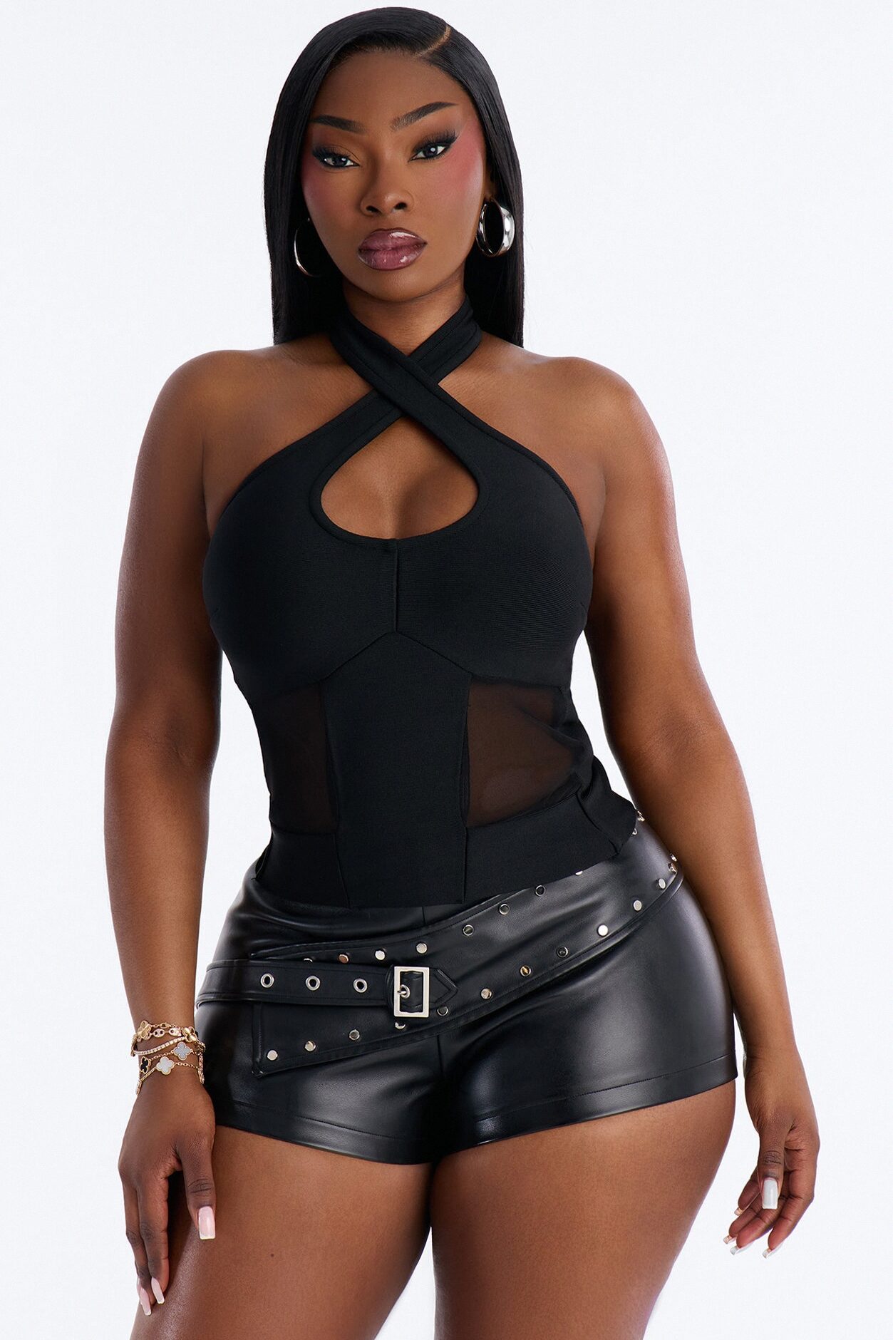 Dark Fantasy Bandage Criss Cross Halter Top - Black