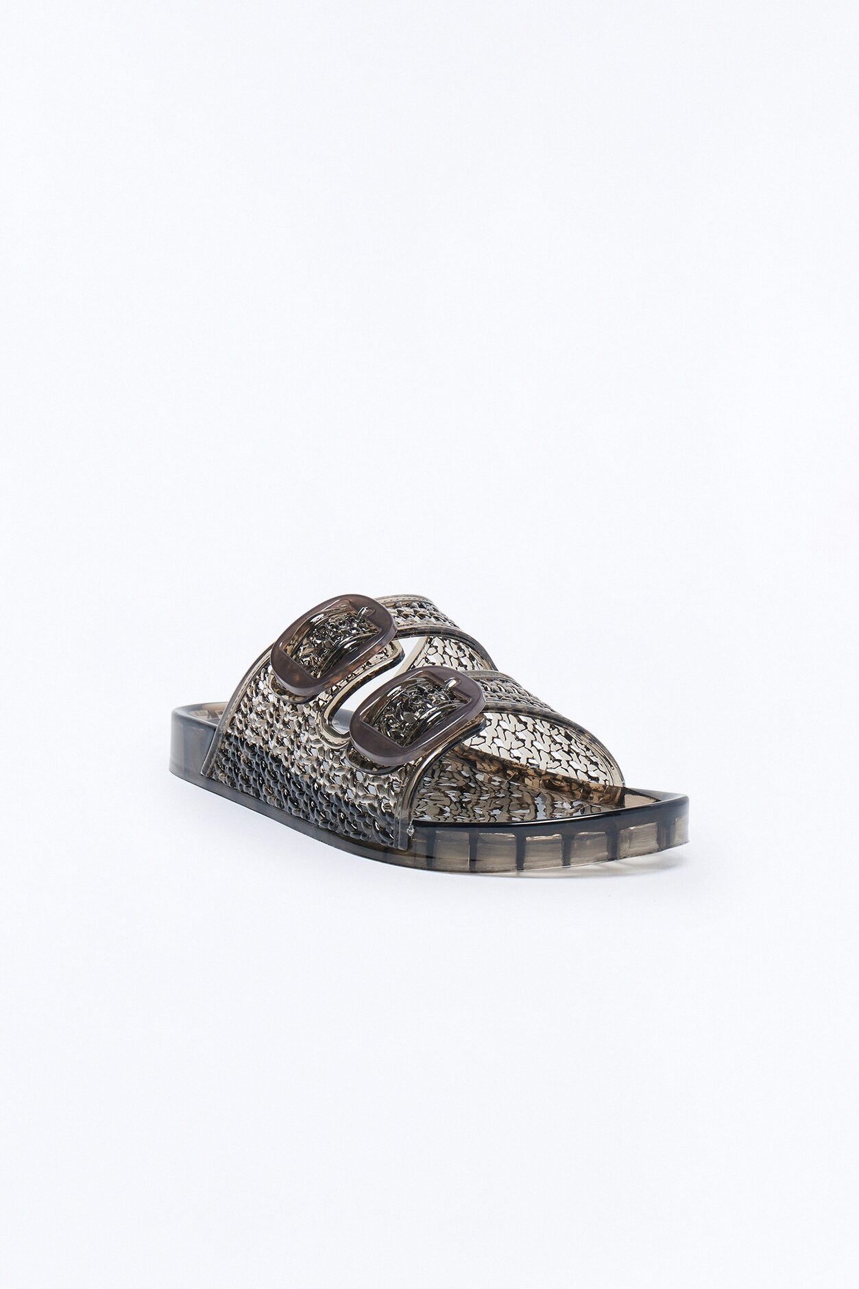Lainey Jelly Glitter Slides - Black