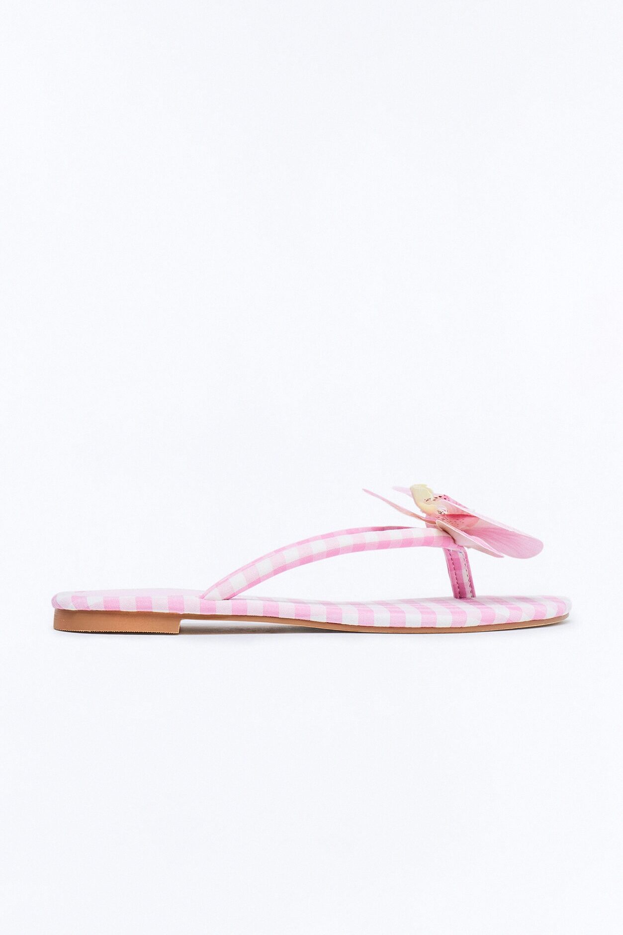 Ashbie Flower Gingham Flip Flops - Pink