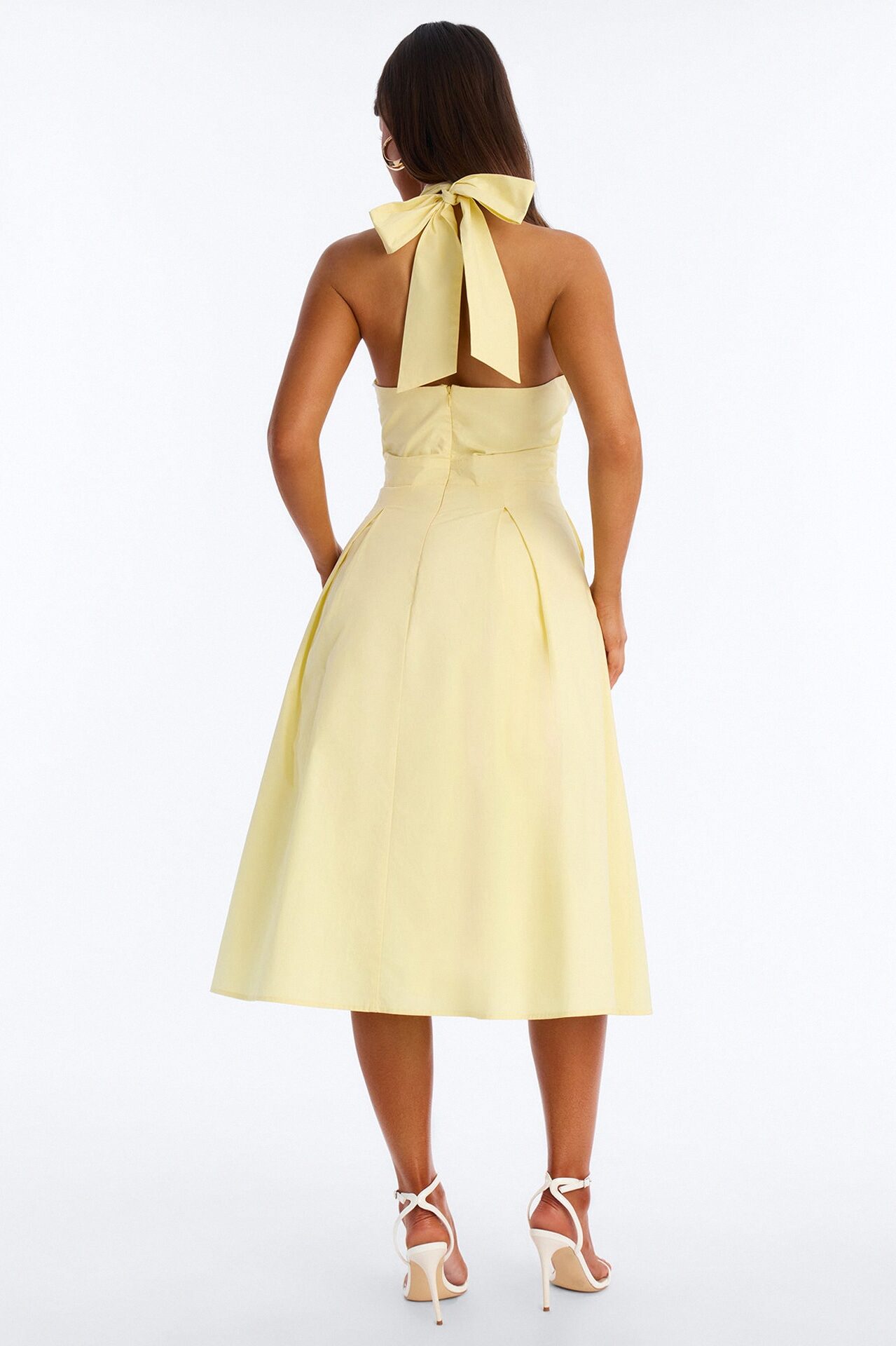 Aleah Halter Corset Midi Dress - Yellow
