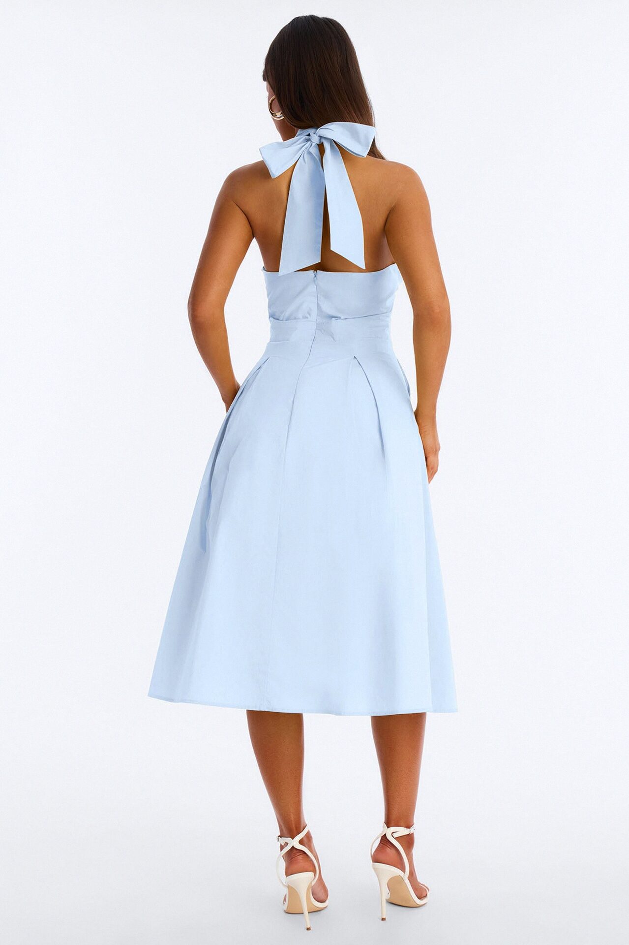Aleah Halter Corset Midi Dress - SkyBlue