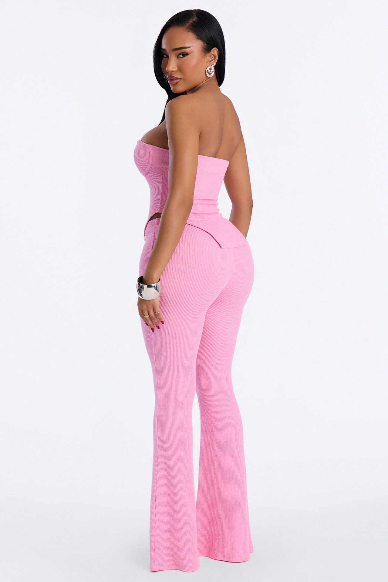 Call My Name Ribbed Pant Set - Pink