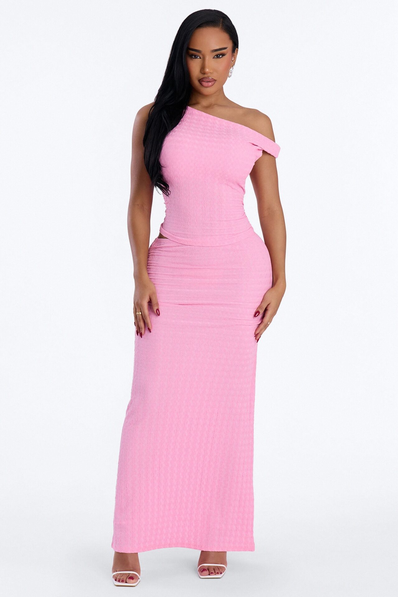 Leona Jacquard Maxi Skirt Set - Pink