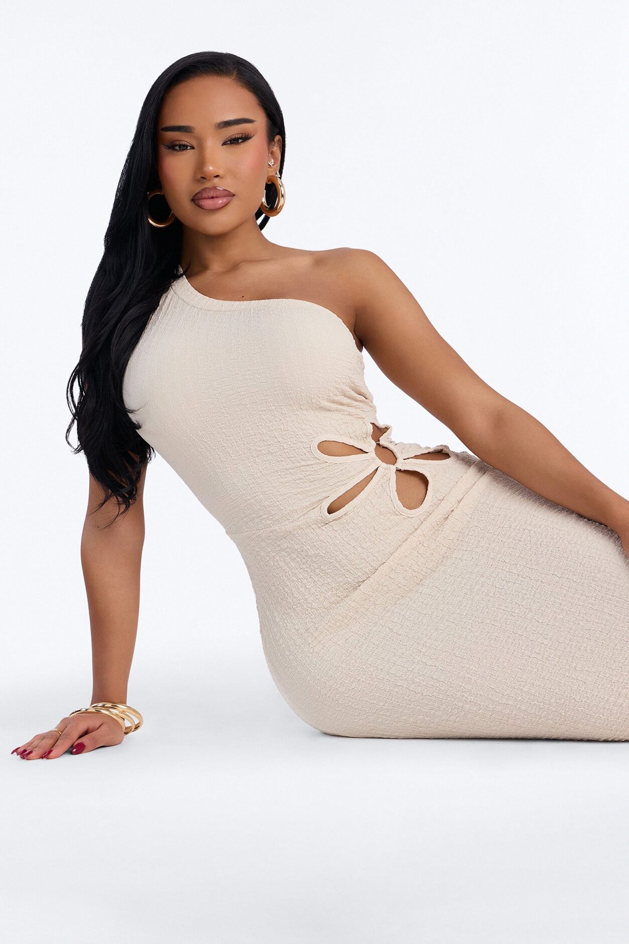 With The Girls Cut Out Maxi Dress - Cream