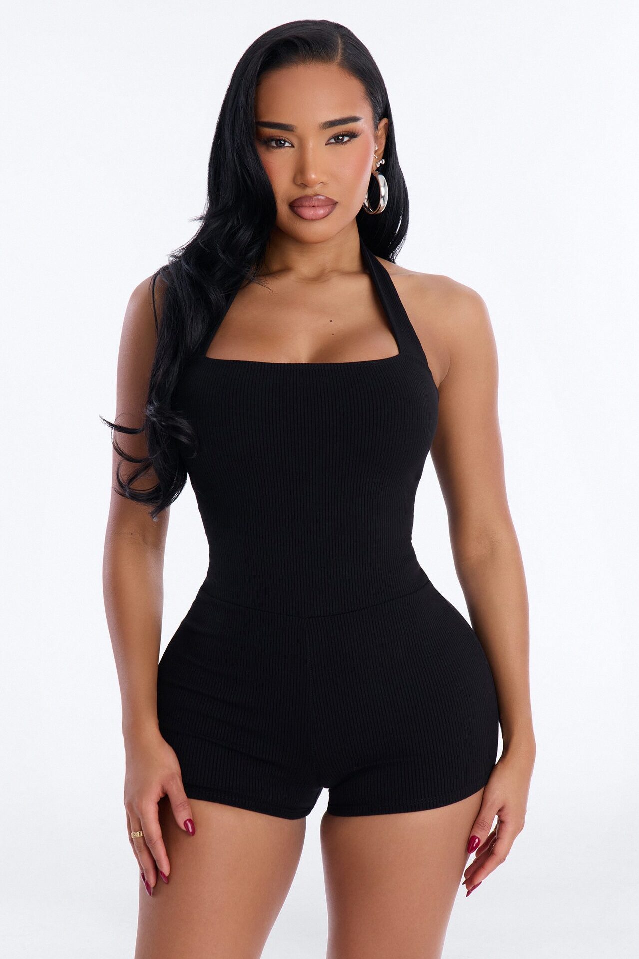 Kennedy Snatched Halter Romper - Black
