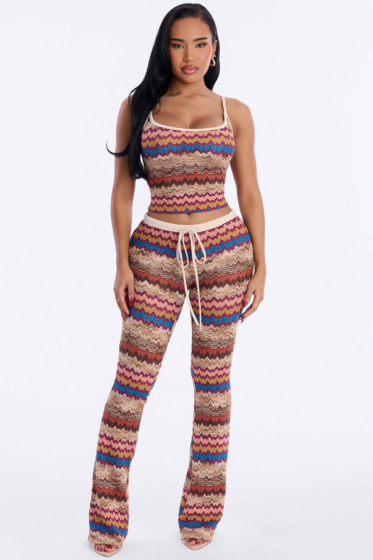 Jessi Chevron Pant Set - Rust/combo