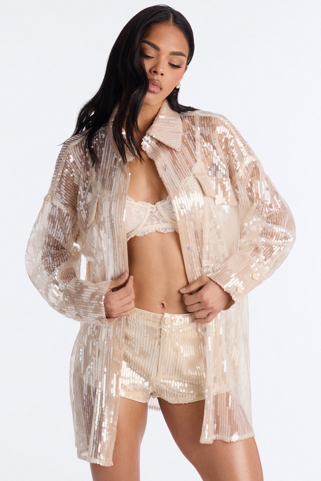 Sedonia Sequin Short Set - Nude