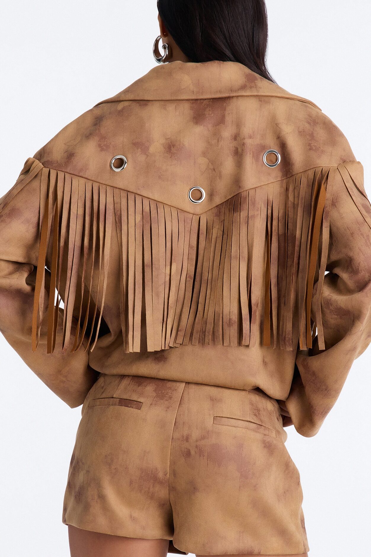 Sophia Faux Suede Belted Micro Short Set - Khaki