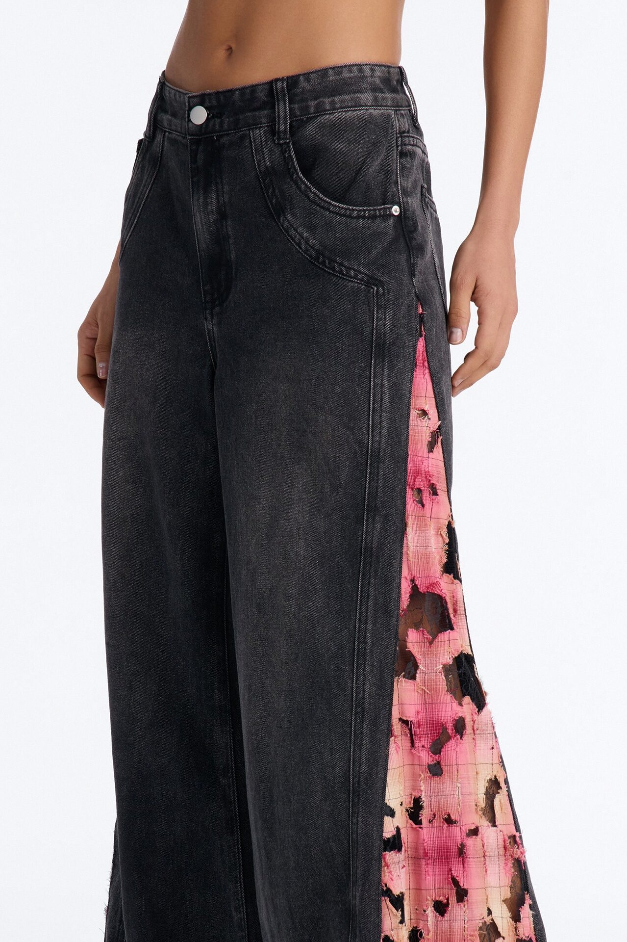 Pure Emotion Mid Rise Wide Leg Jeans - Black Wash