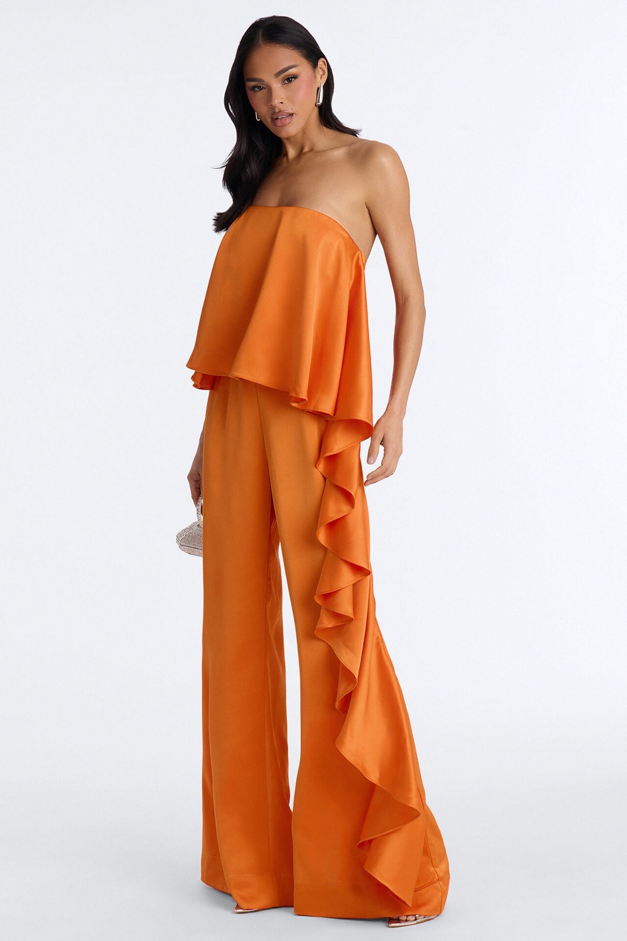 Sylva Draped Wide Leg Jumpsuit - Orange
