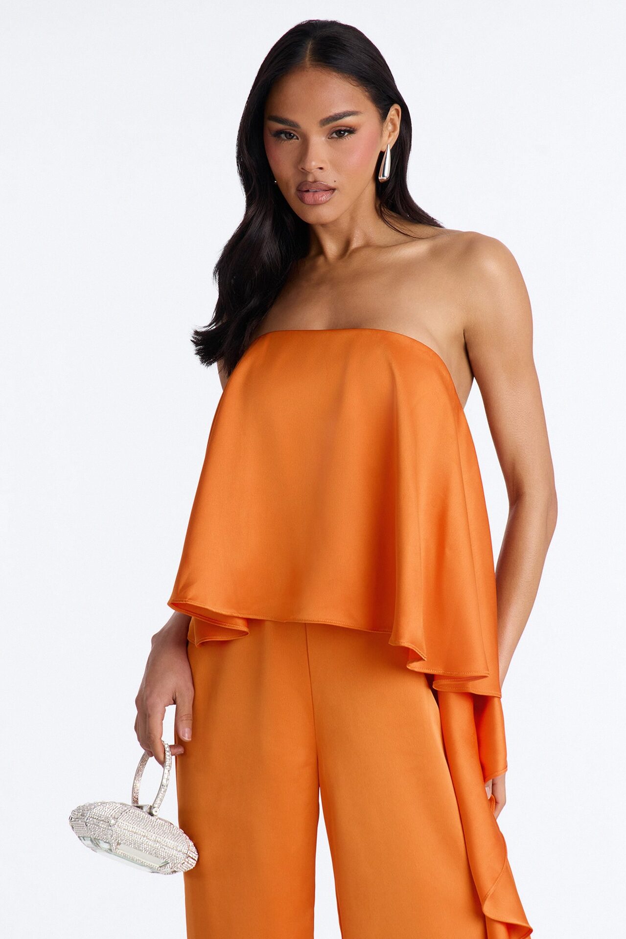 Sylva Draped Wide Leg Jumpsuit - Orange
