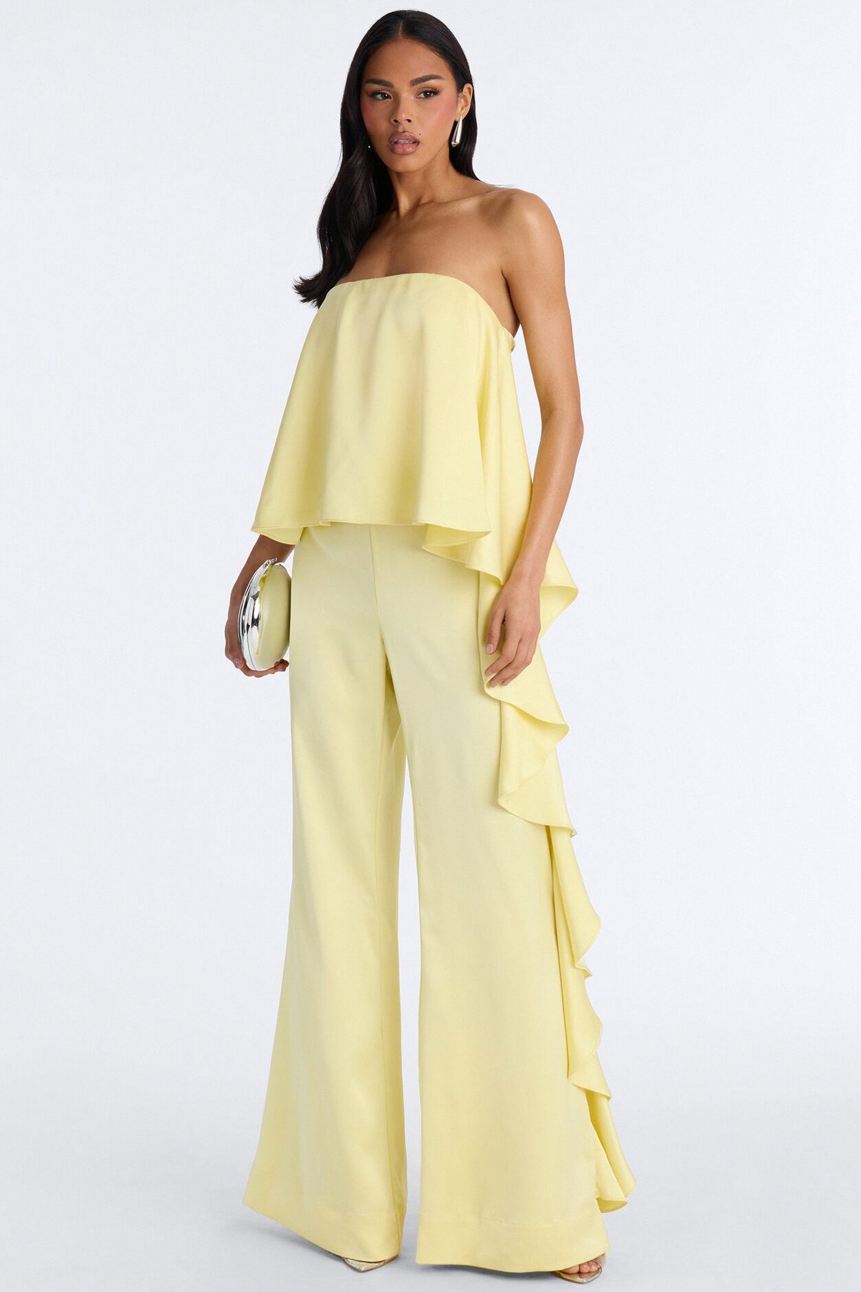 Sylva Draped Wide Leg Jumpsuit - Yellow