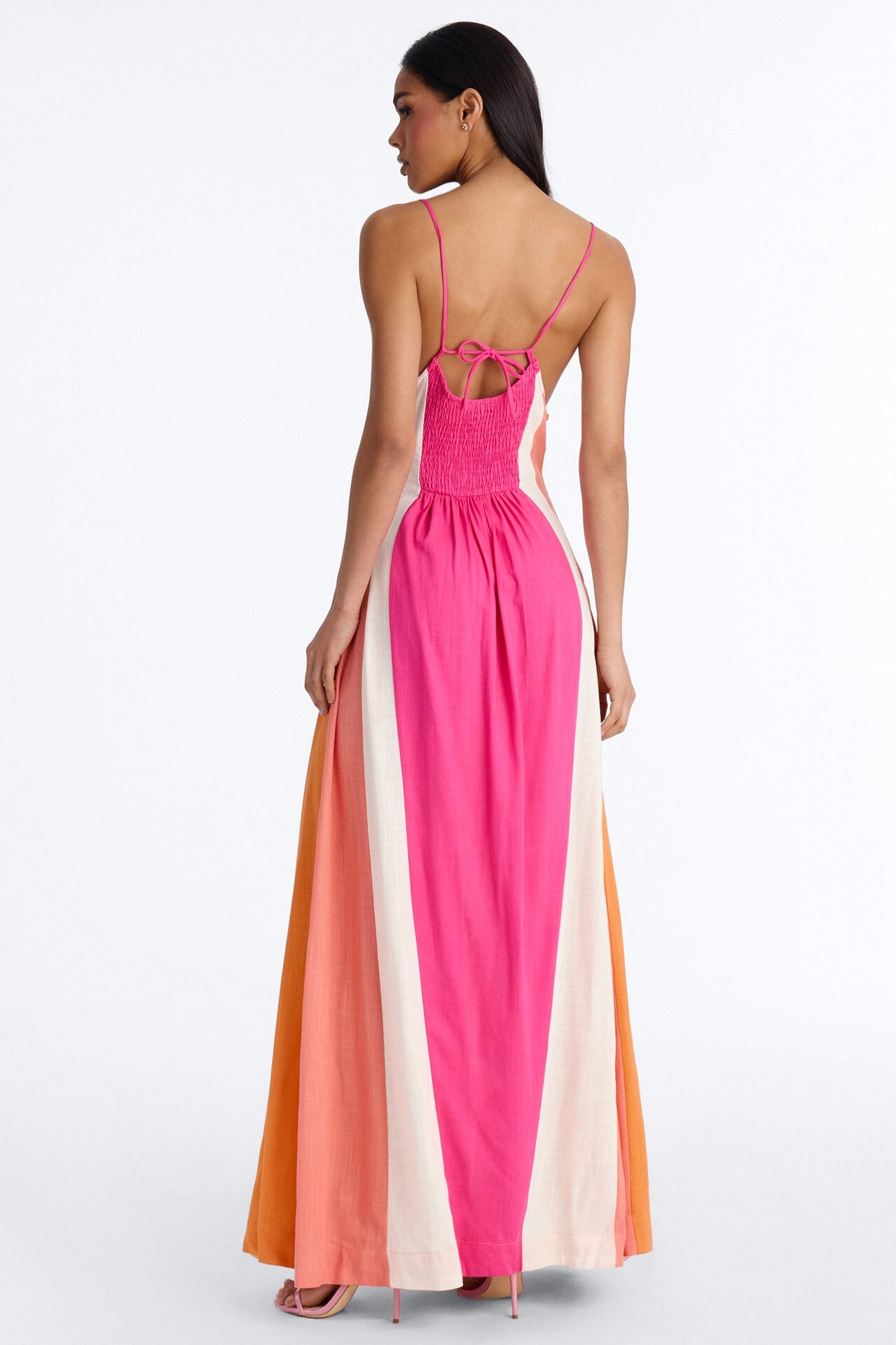 Sweet Energy Linen Maxi Dress - Fuchsia/combo