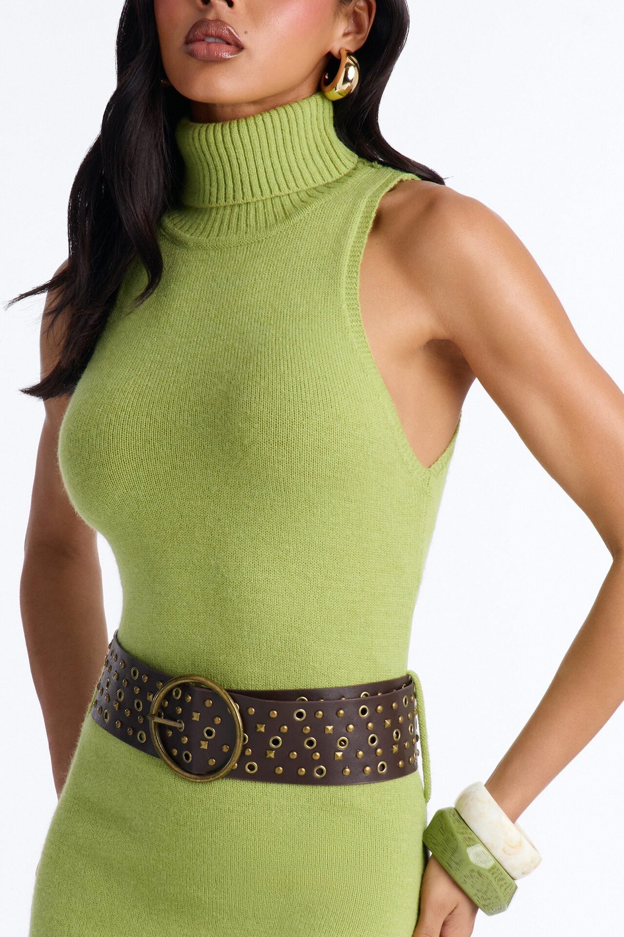 Coco Belted Sweater Maxi Dress - Sage