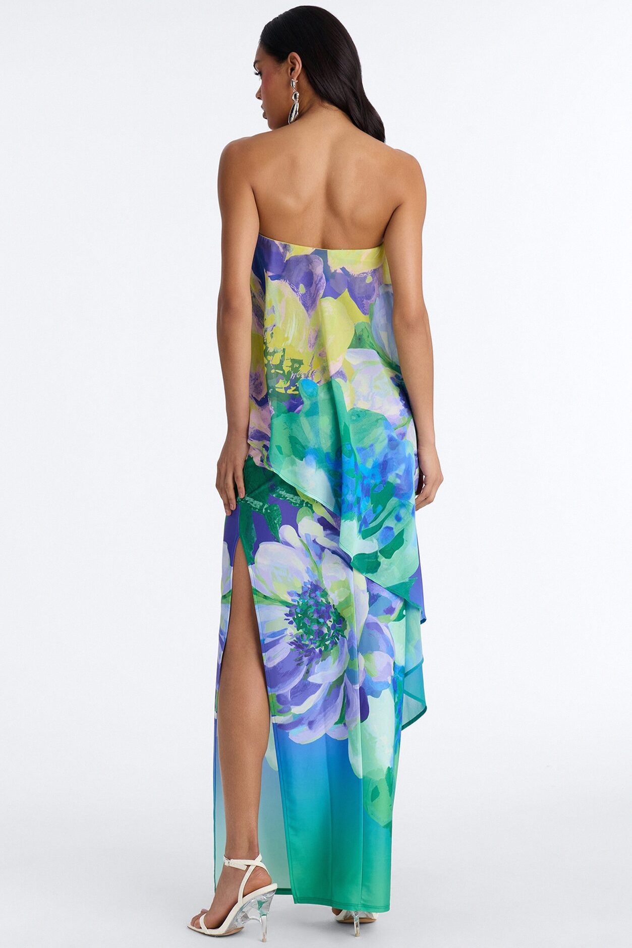 Amber Strapless Chiffon Maxi Dress - Green/combo