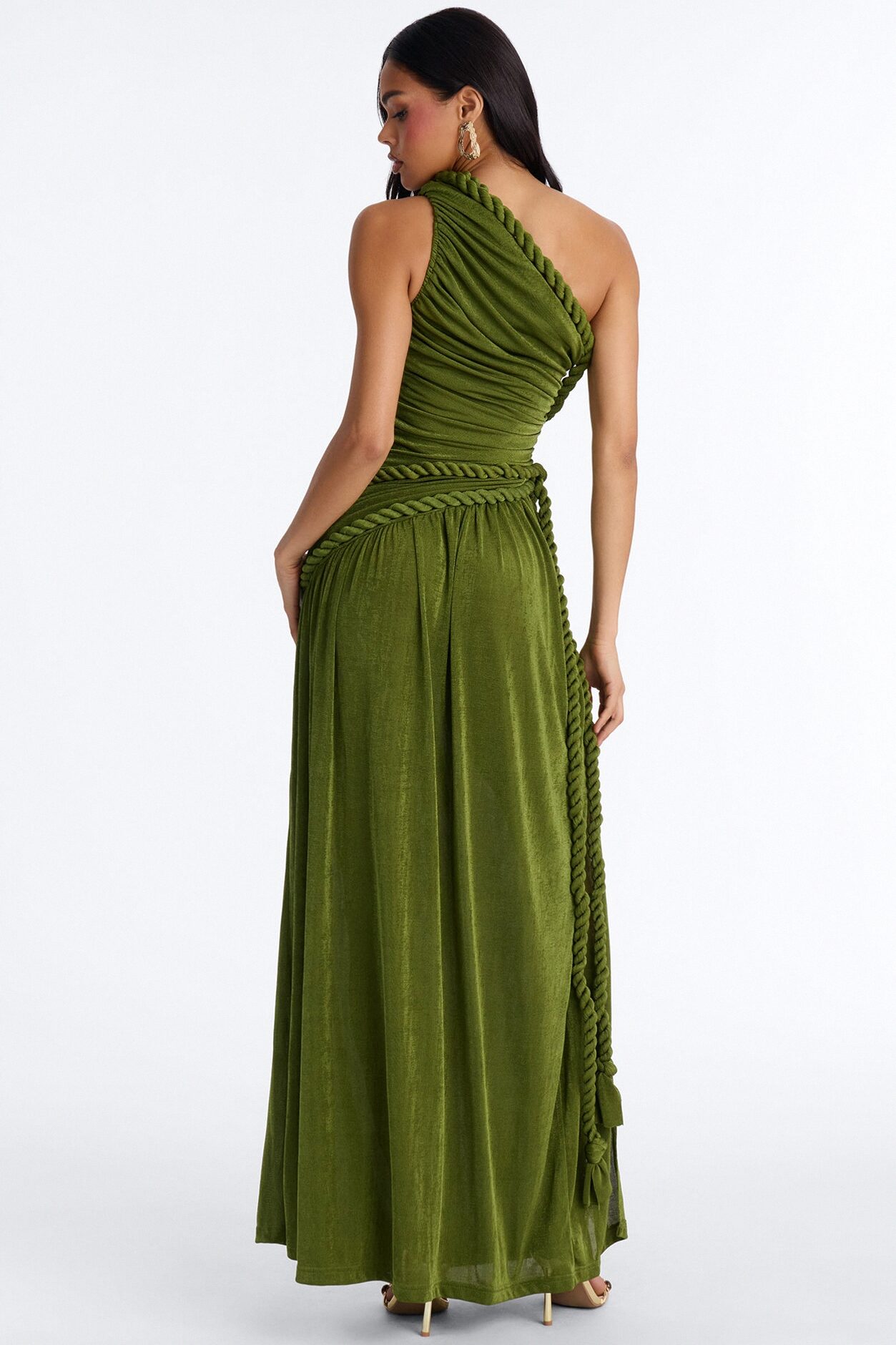 Corina Twist Slinky Maxi Dress - Olive