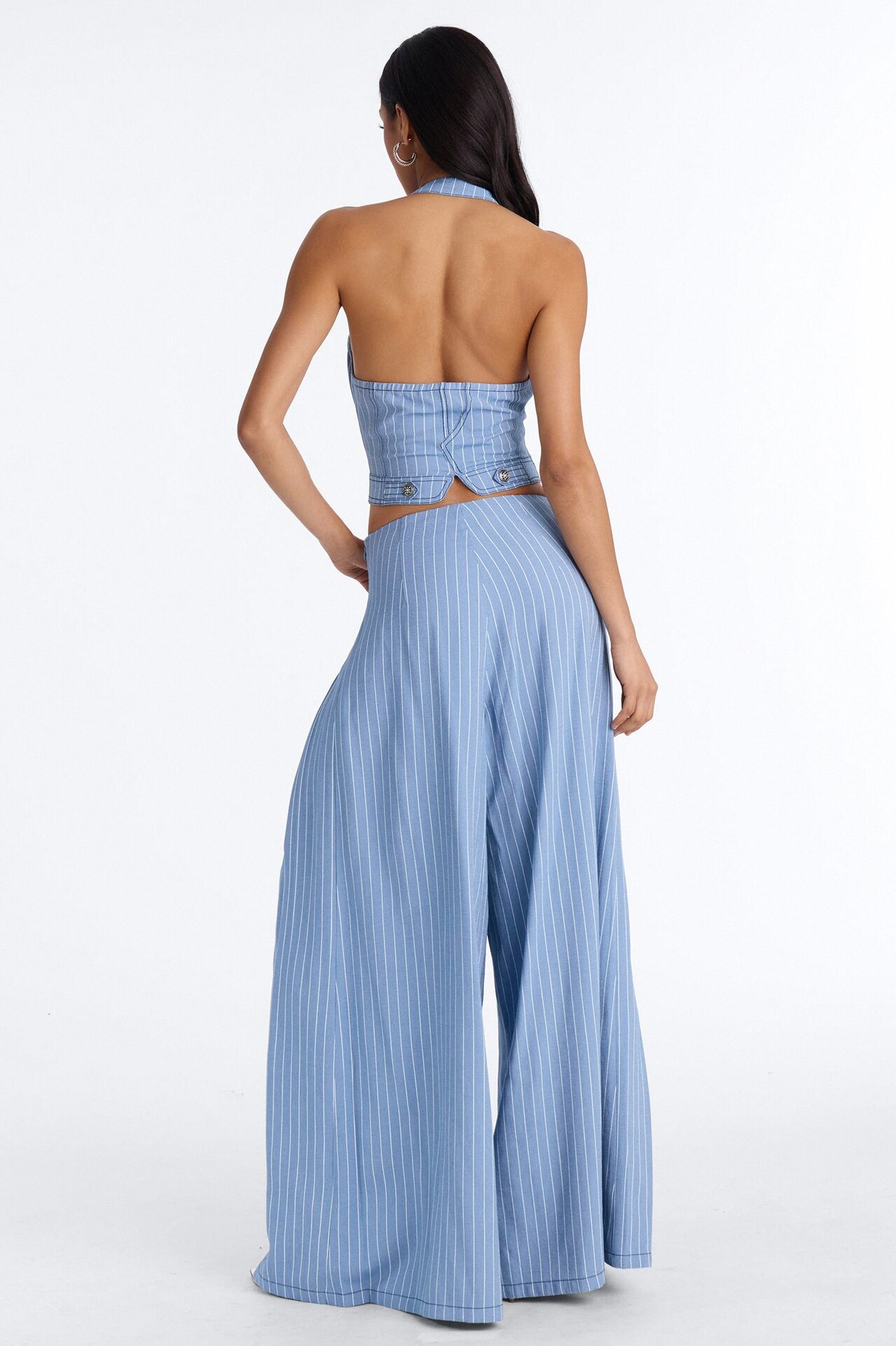 Regina Halter Vest Trouser Set - Blue