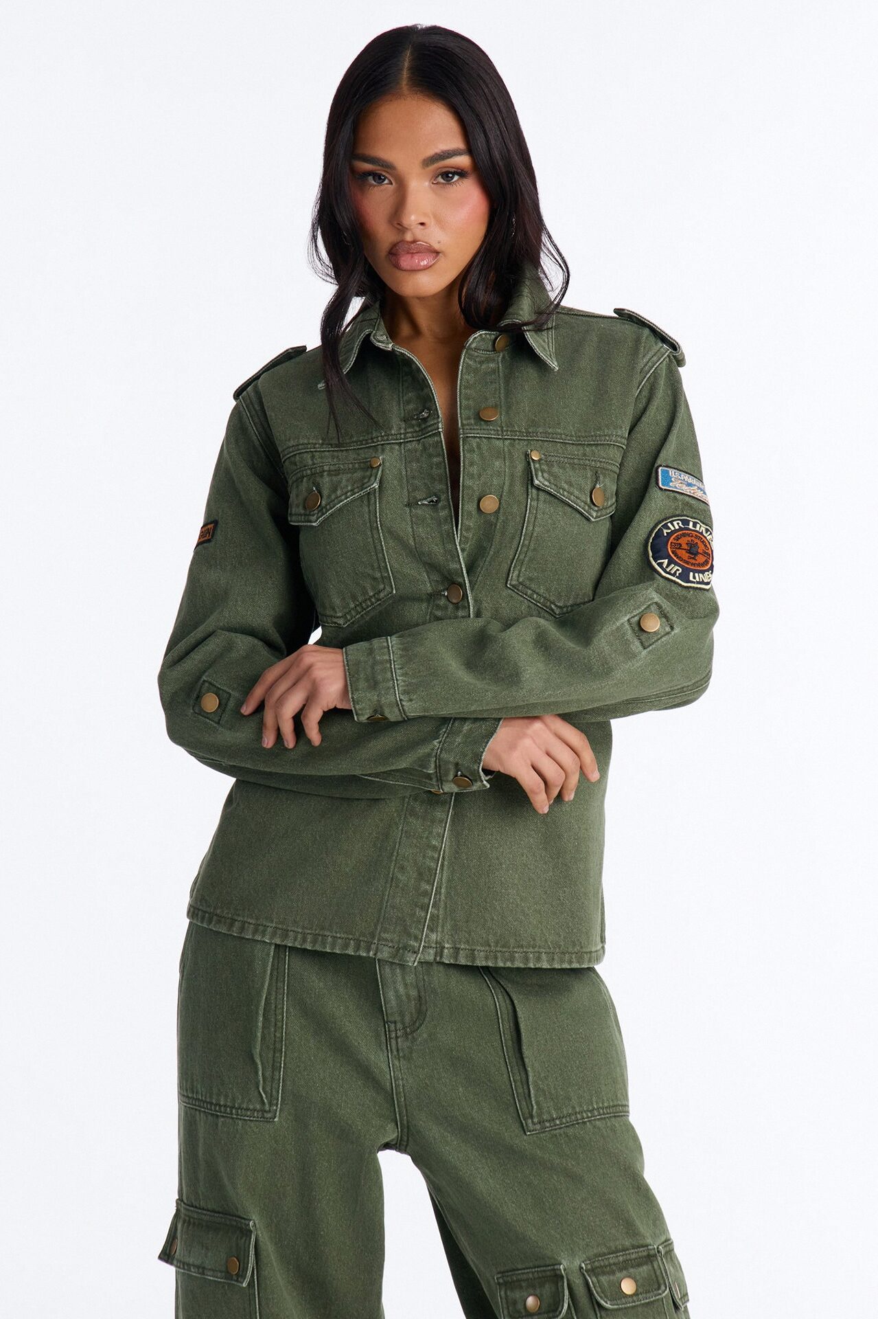 First Ranker Denim Shacket - Olive