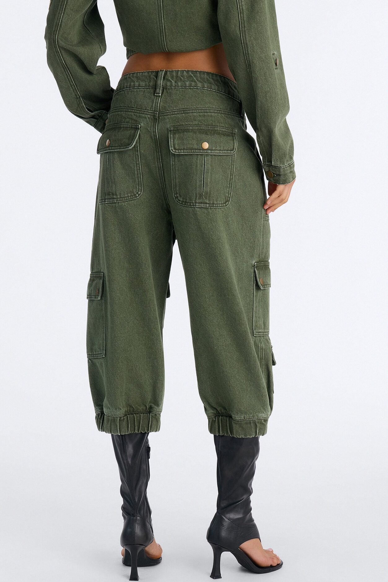 First Ranker Capri Cargo Jogger Jeans - Olive