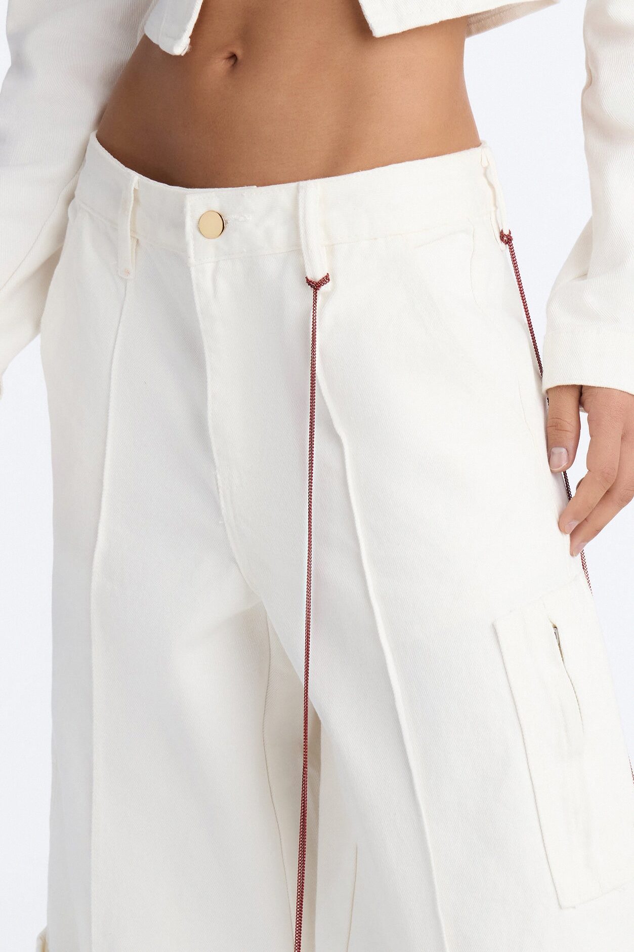 Chain Reaction Cuffed Culotte Jeans - White