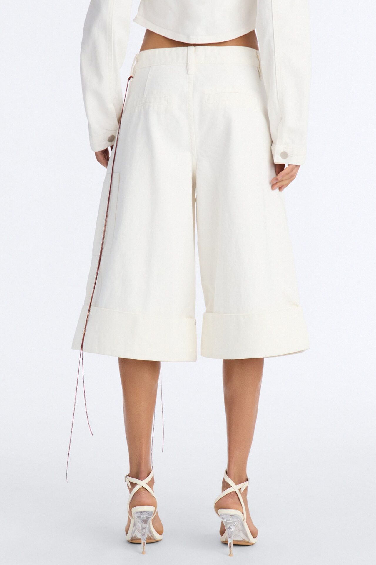 Chain Reaction Cuffed Culotte Jeans - White