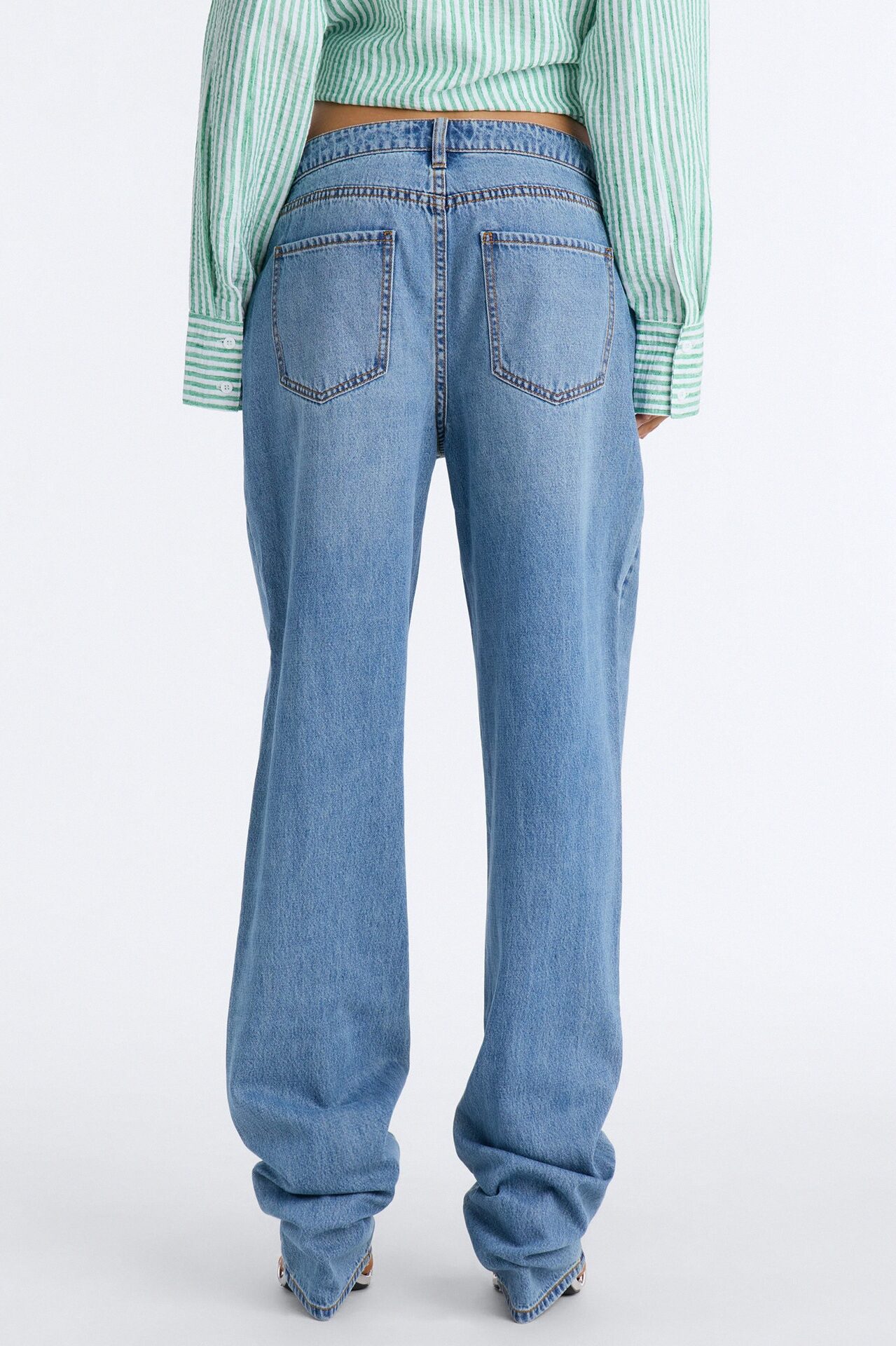 Alicante Drapey Denim Stacked Straight Leg Jeans - Medium Wash