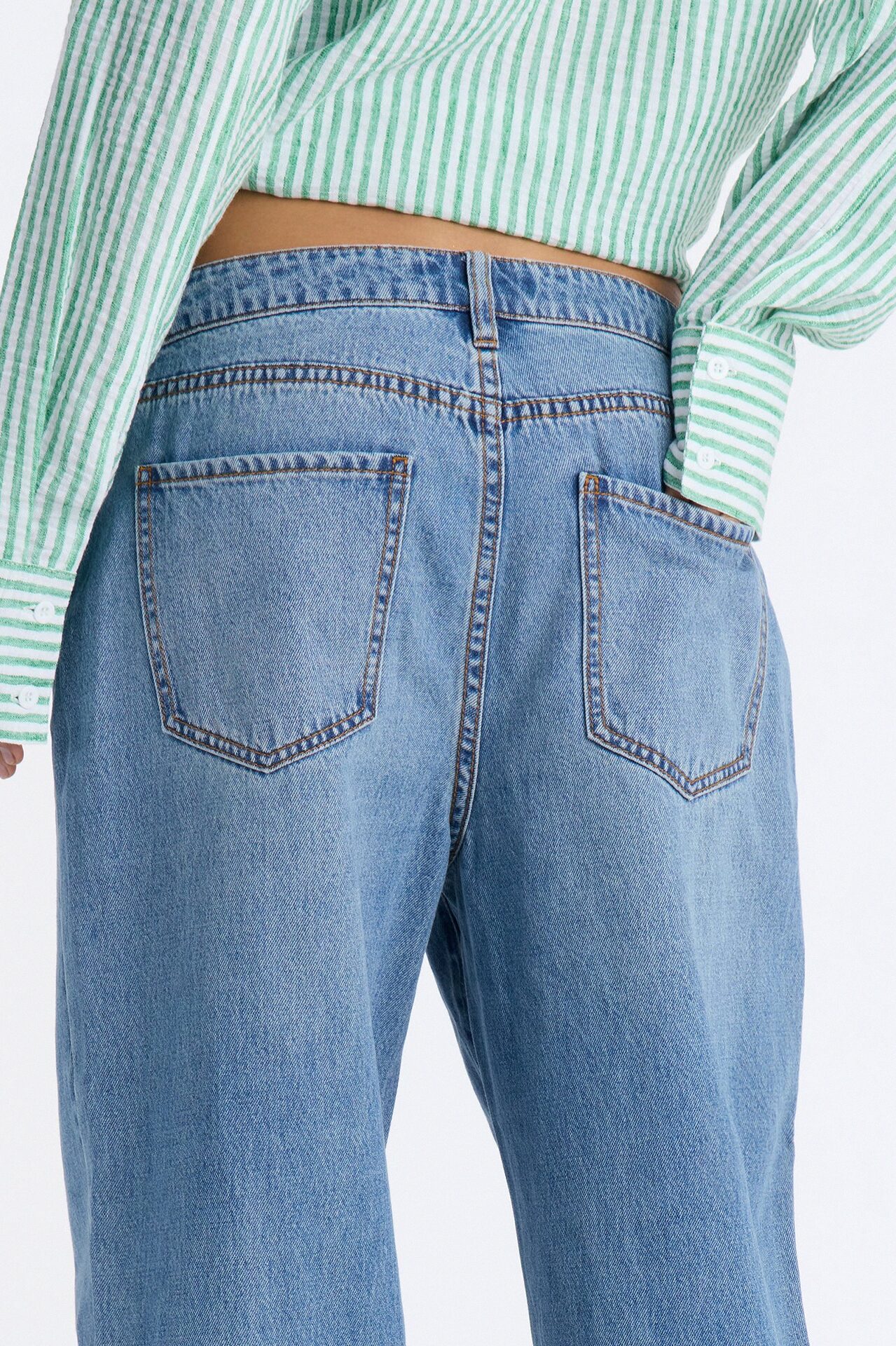 Alicante Drapey Denim Stacked Straight Leg Jeans - Medium Wash