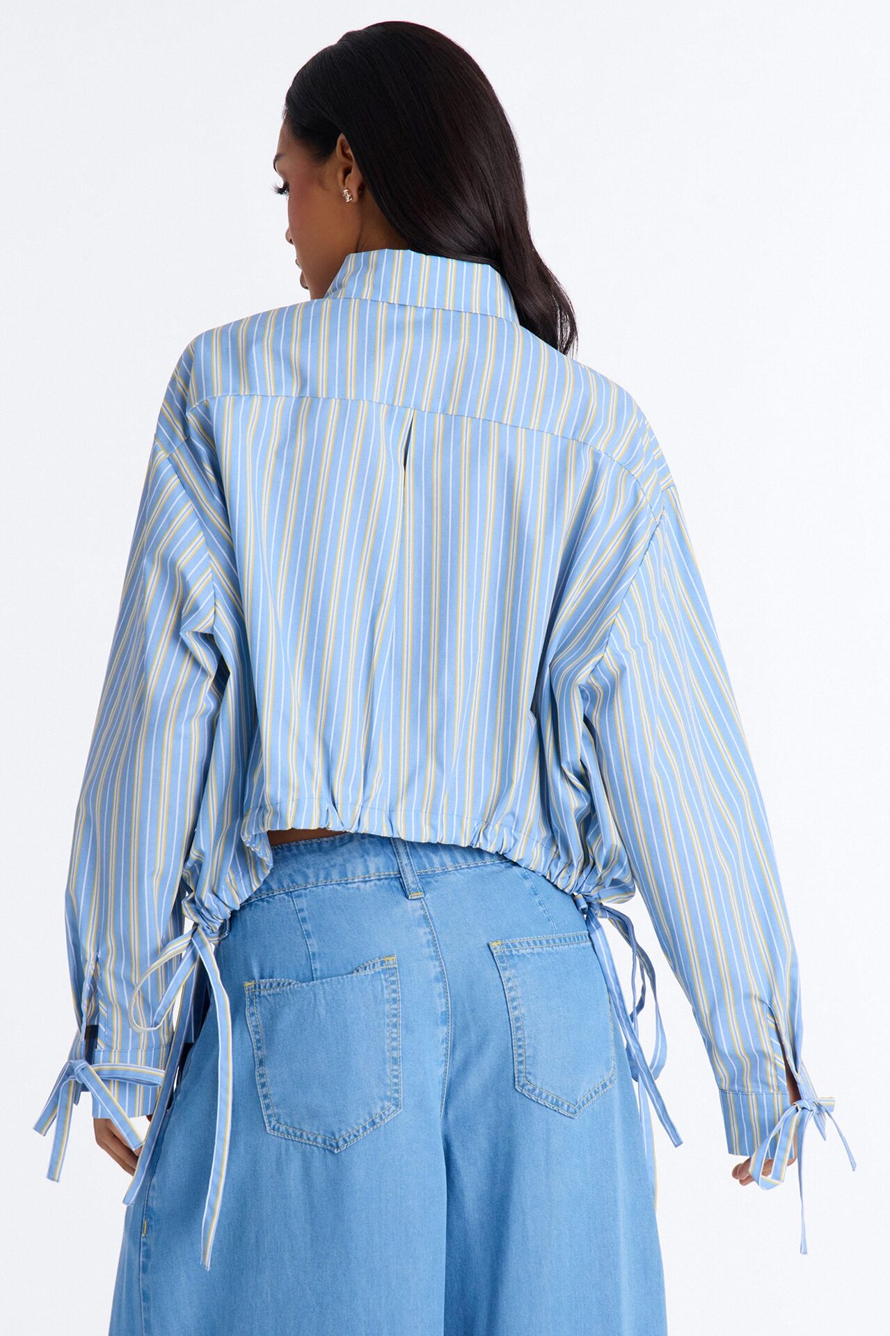 Charley Drawstring Pinstripe Shirt - Blue/combo