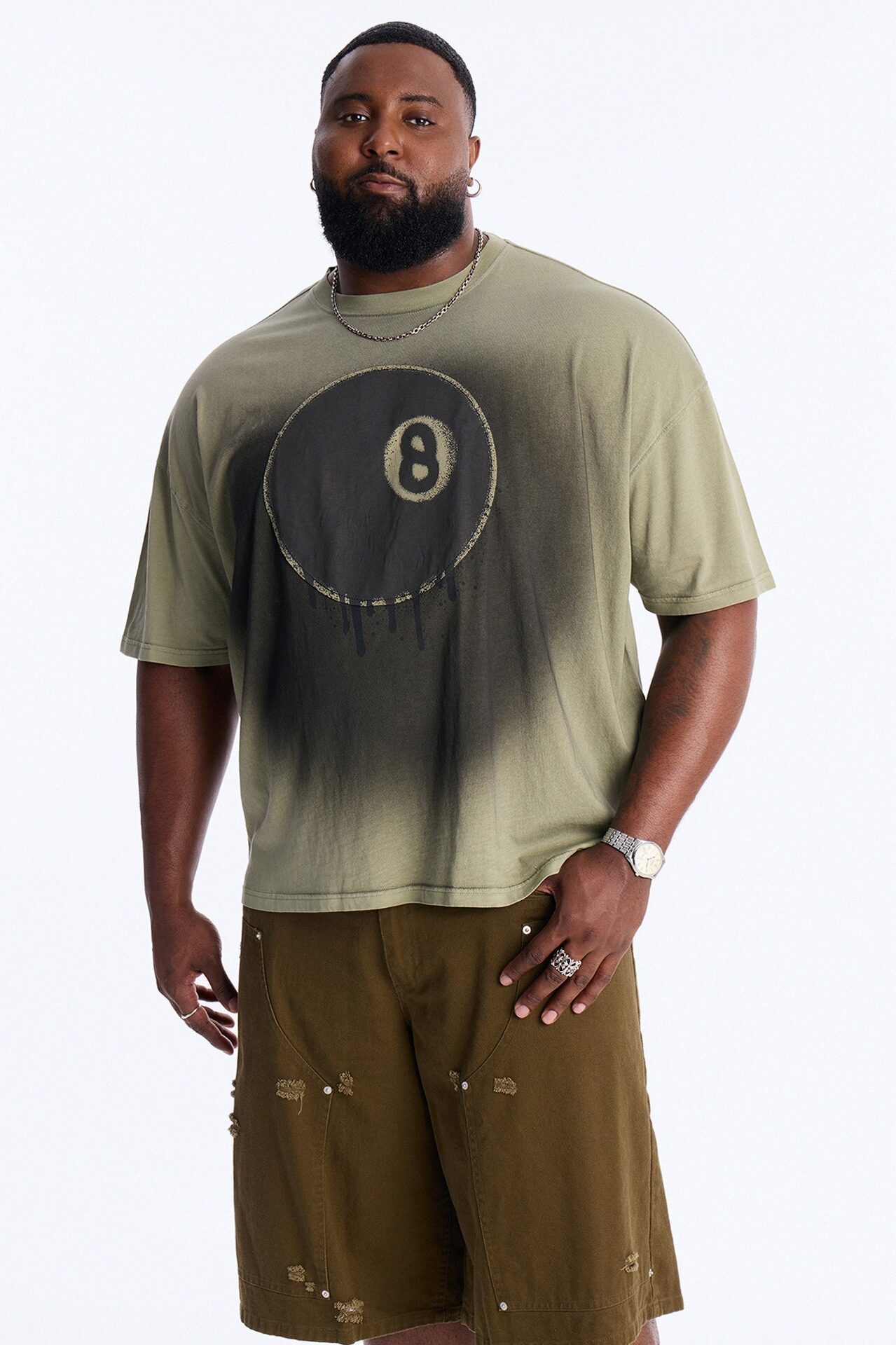 Fading Out 8 Ball Short Sleeve Tee - Olive