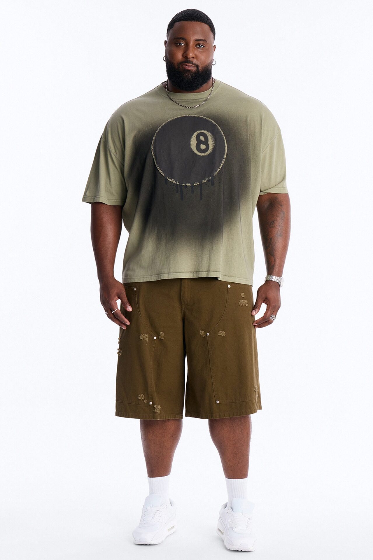 Fading Out 8 Ball Short Sleeve Tee - Olive