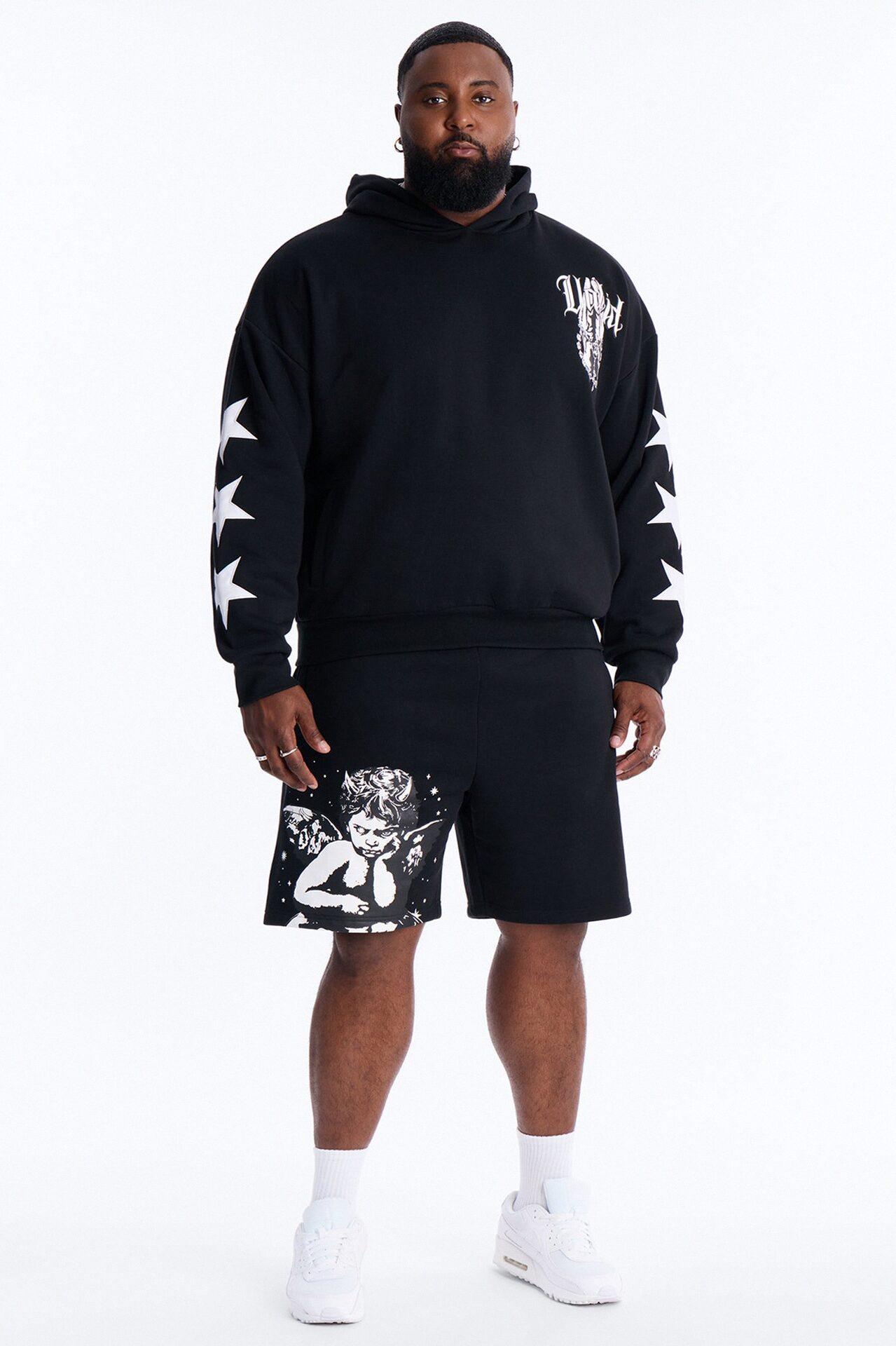 Menace Sent Embroidery Hoodie - Black
